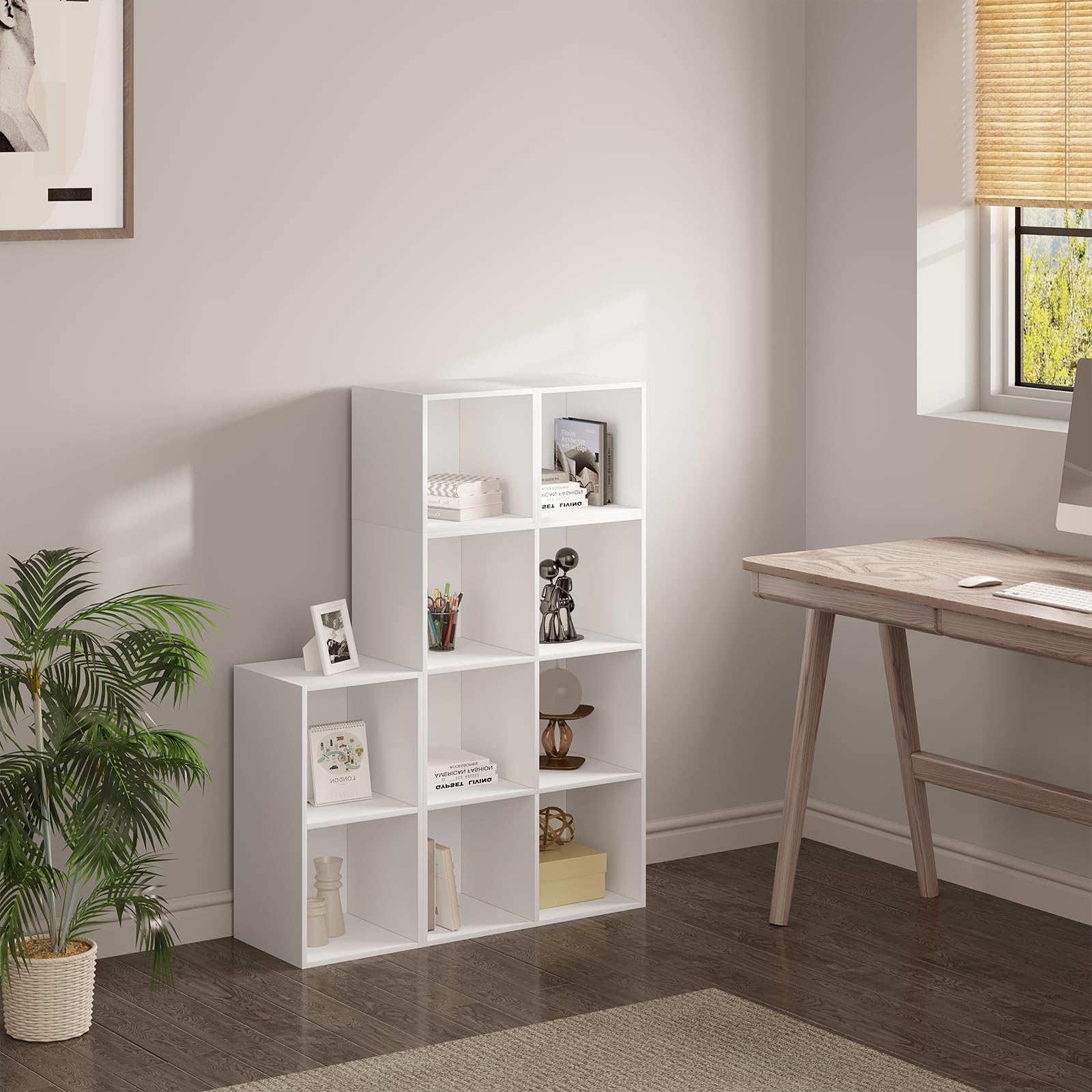 WOLTU Estanteria Almacenaje de Cubos Combinacion Libre | Libreria para Salón, Dormitorio y Oficina, Organizador para Juguetes y Libros, 120x30x120 cm, Blanca