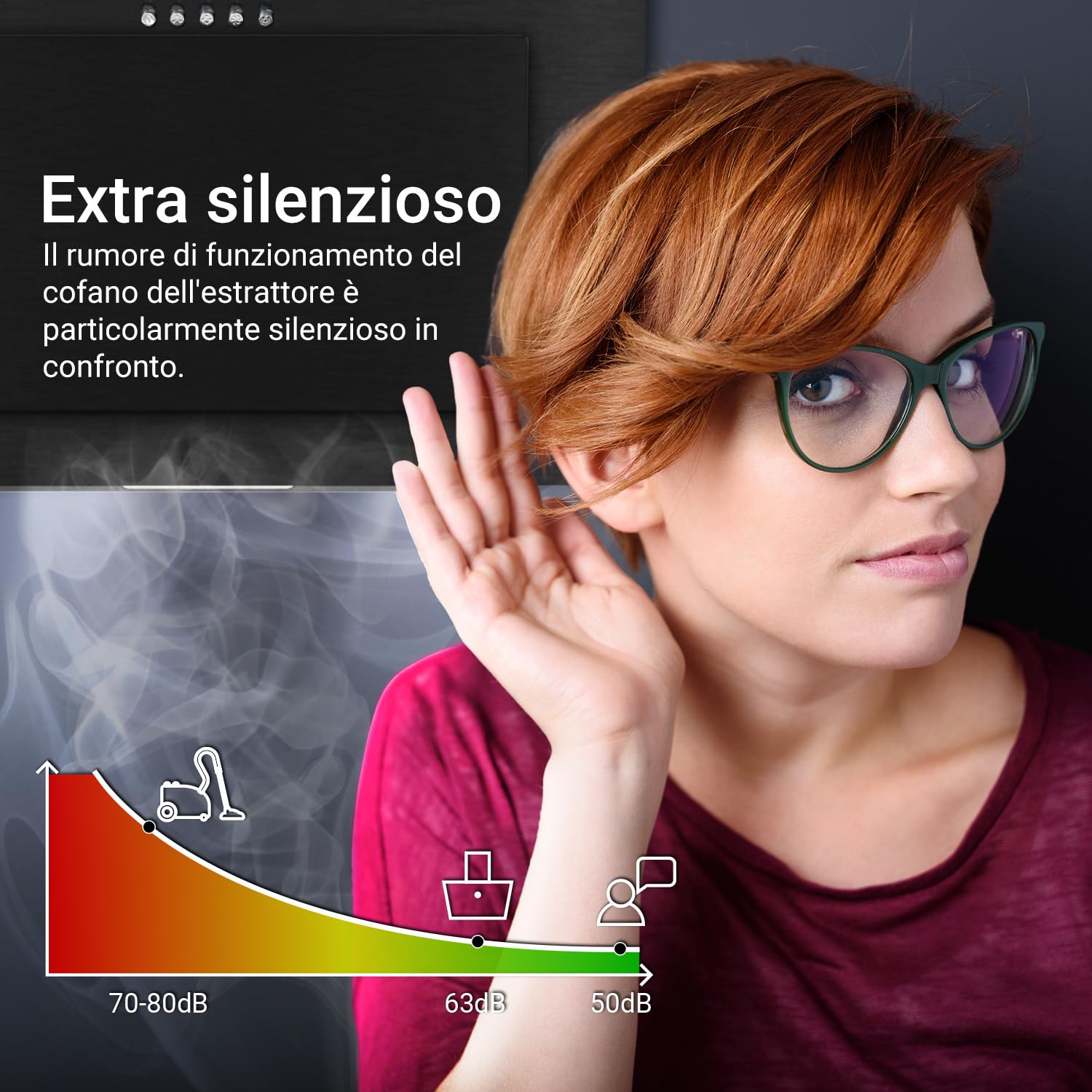 KKT KOLBE | Cappa aspirante 60 cm | Nero | Aria di scarico e aria di ricircolo | Senza testa | Acciaio inox | Inclinata | Funzionamento a pulsante | VTH6004S