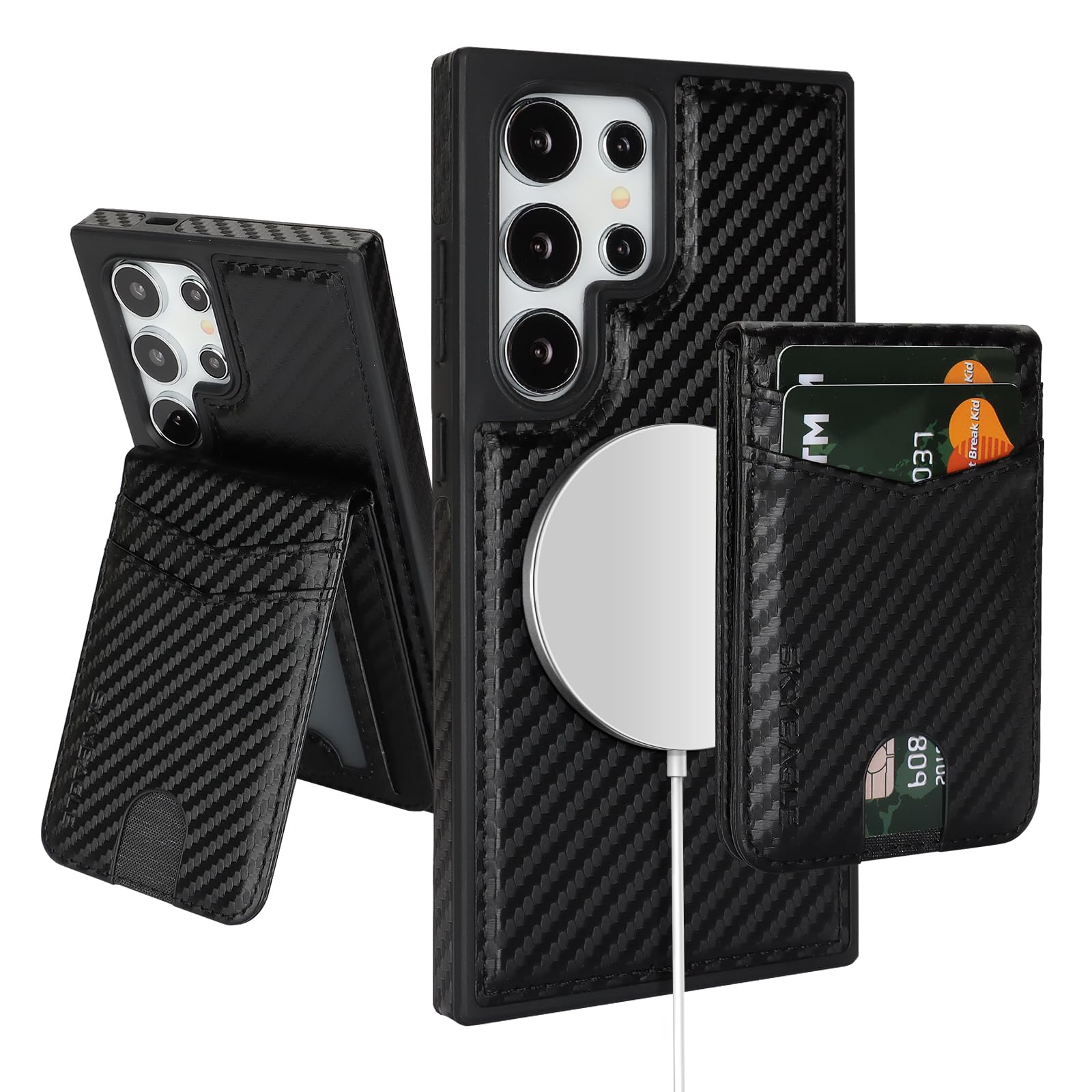 SkyEagle Compatible with Magsafe 2 in 1 Detachable Samsung Galaxy S25 Ultra Wallet Case with Card Holder,Women Men Magnetic PU Leather RFID Blocking