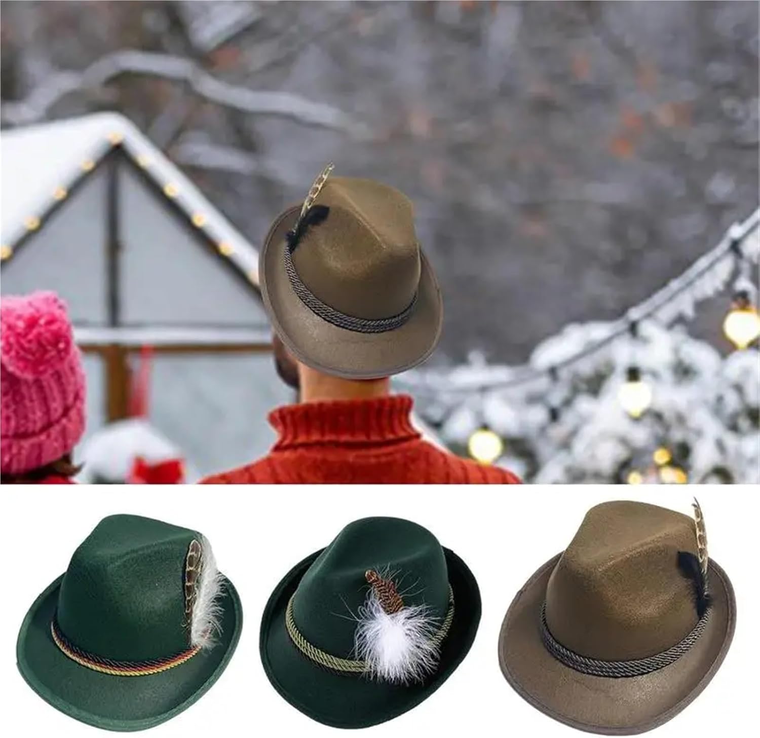 Fedora Unisex Jazz Feather Felt Hat Costume Cosplay Cap for Cosplay, Weddings