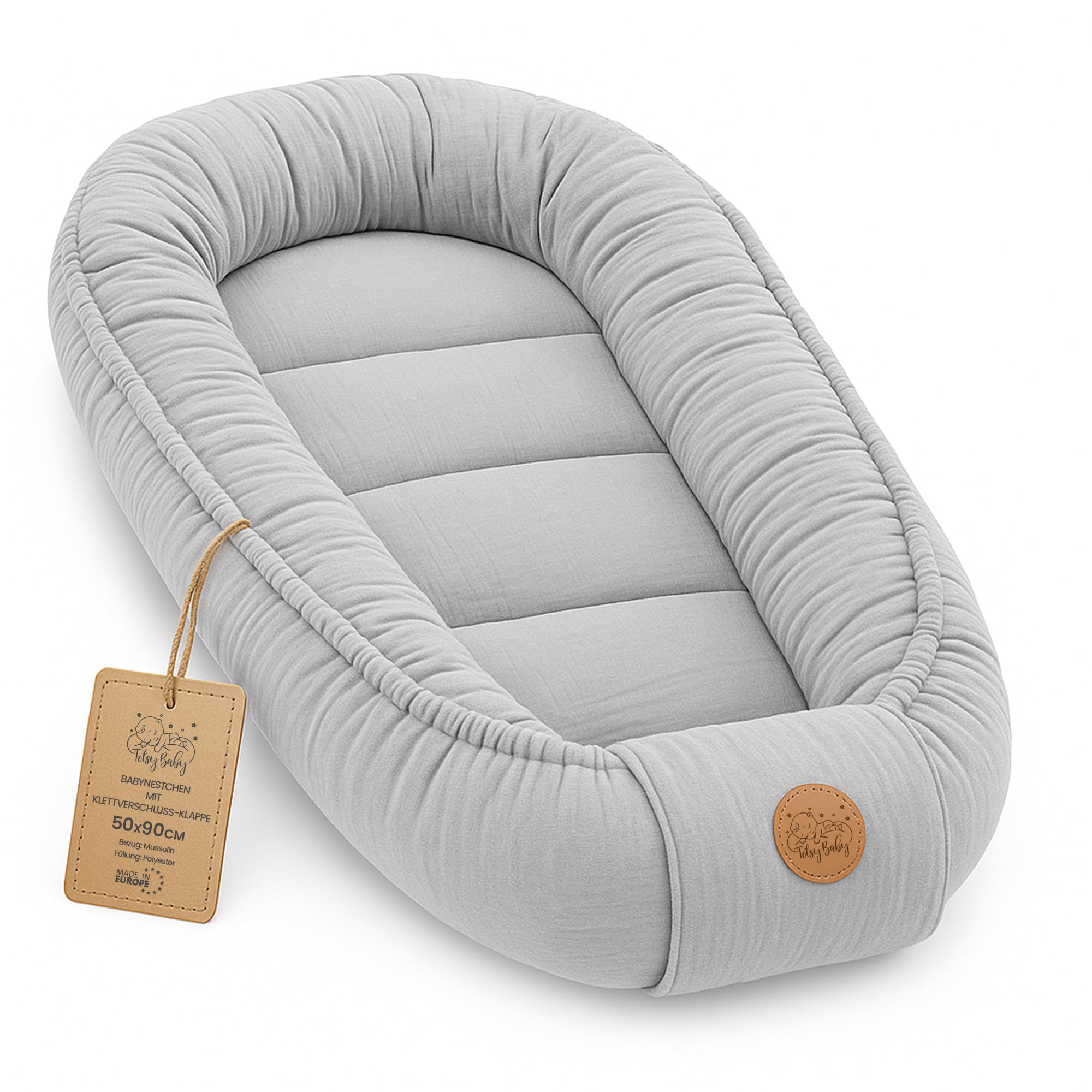 Mussola Riduttore lettino neonato - 90x50 cm baby nest trasportabile per neonati nido culla pod cocoonababy babynest antisoffoco Grigio