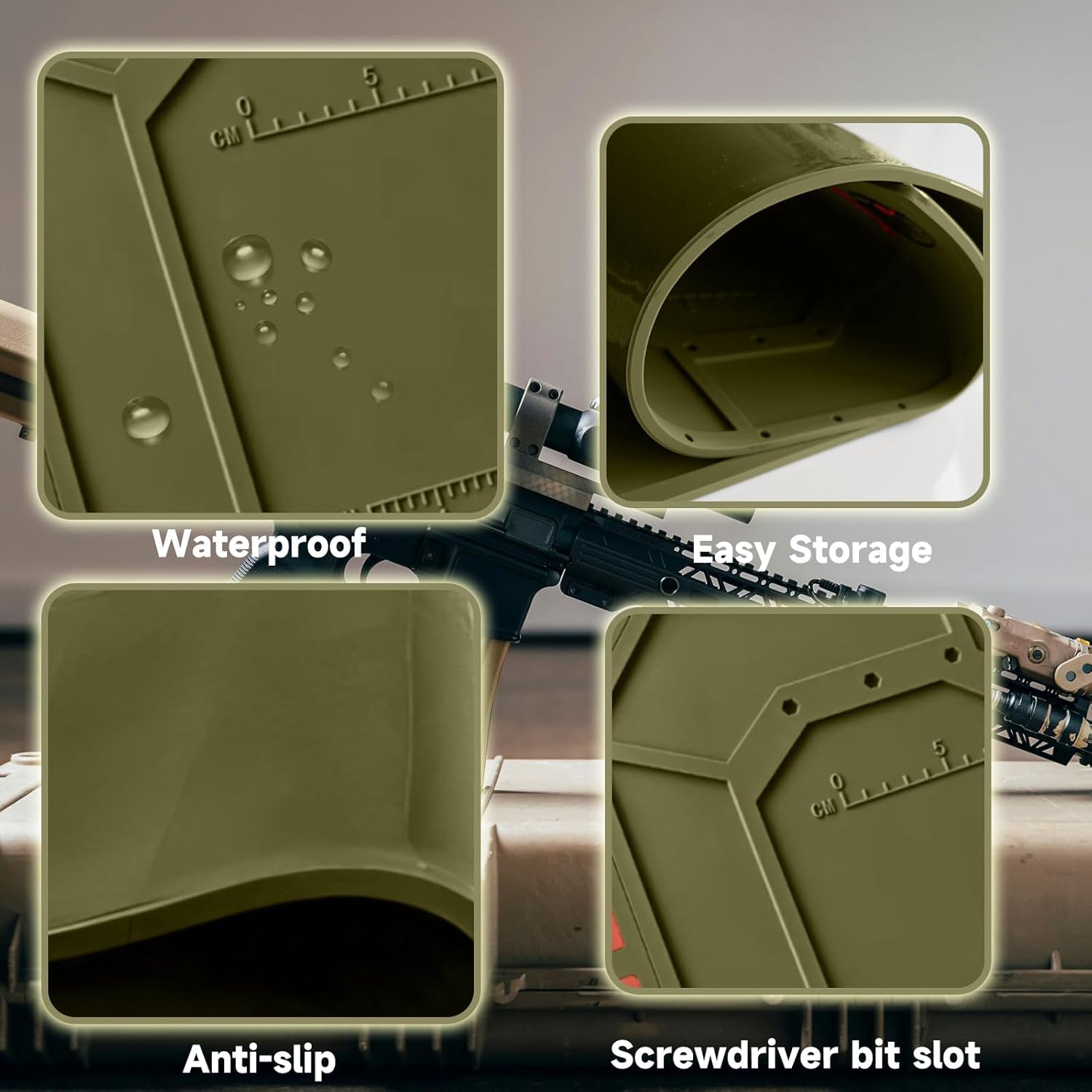 Gun Cleaning Mat with Magnetic Tool Stand,Cleaning Mat for Pistol Maintenance,Durable Pistol Mat,Gift for Dad,Grey,Green