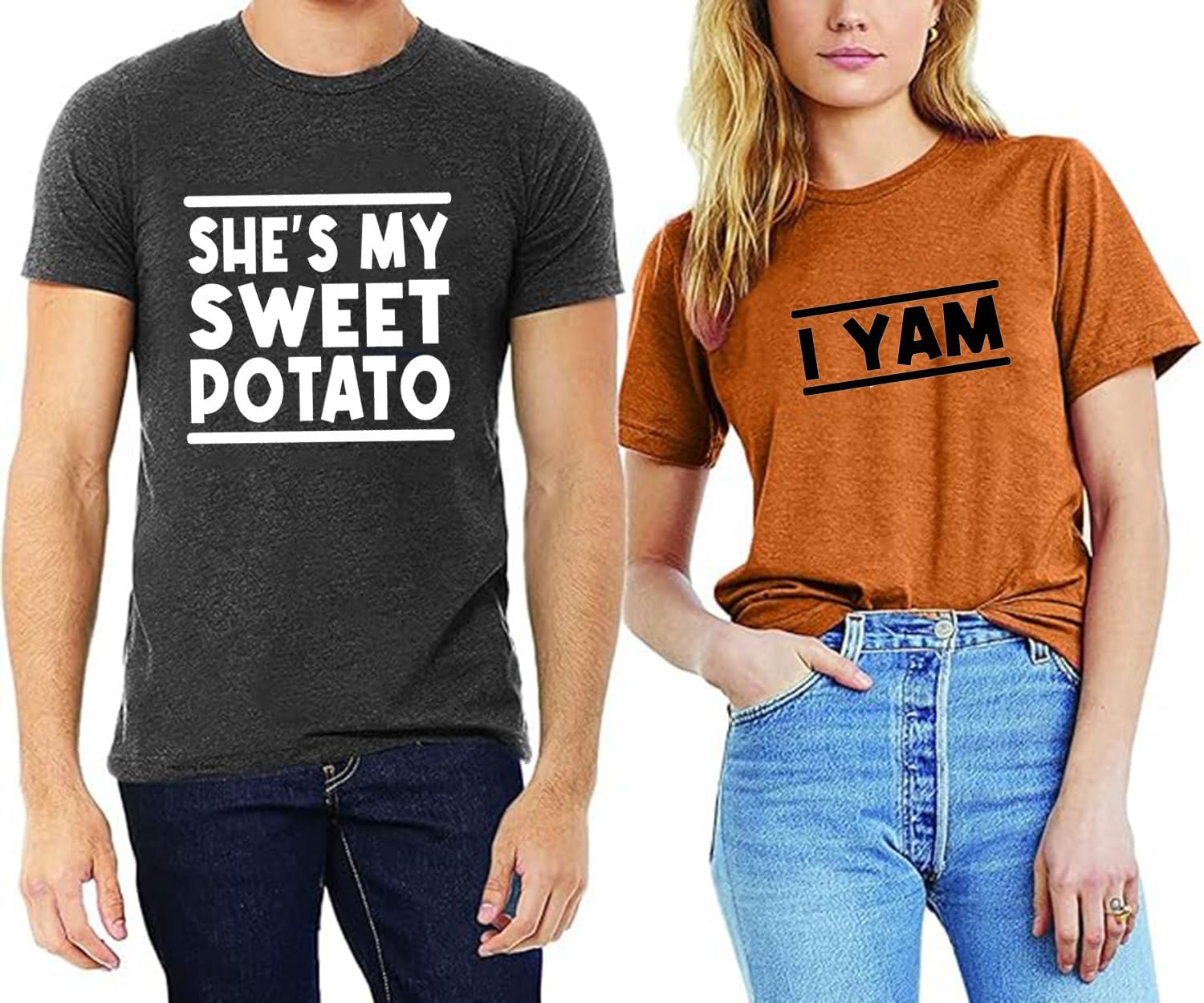She's My Sweet Potato I Yam T Shirt for Thanksgiving Matching Couples Shirt Thanksgiving Husband and Wife Casual Tops
