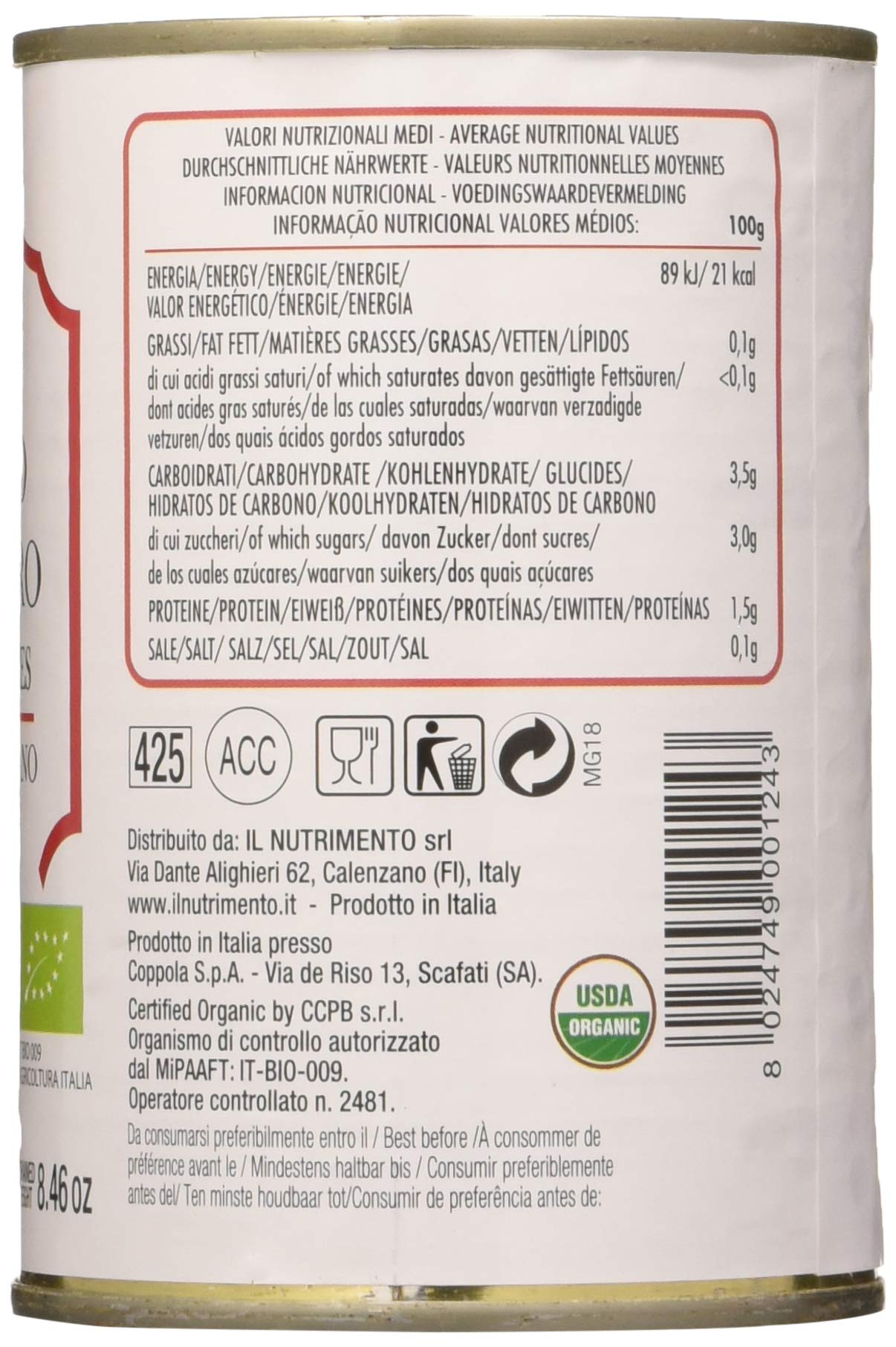 Probios Il Nutrimento Cubettato di Pomodoro in Lattina - 12 lattine da 400 gr