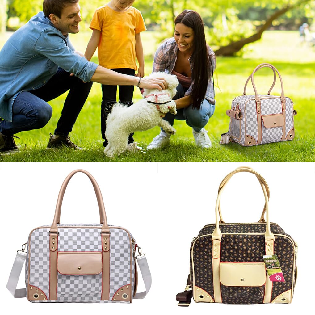 Katzentrage Handtasche, modische und praktische Tasche für Katzenbegleiter, modisches Aussehen, PU Tragetasche für Hunde und Katzen, Kaffee