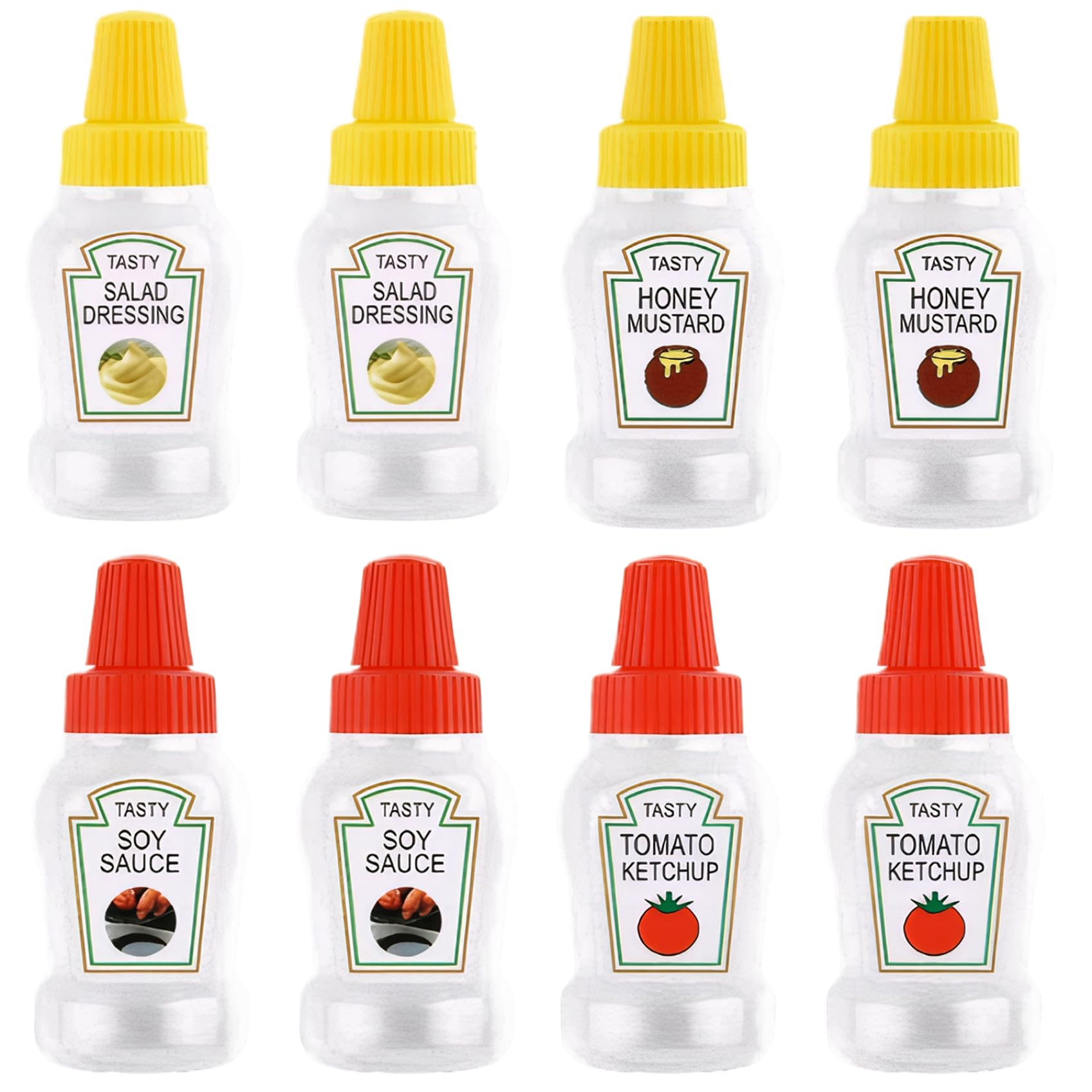 Hperu 8Pcs Mini Ketchup Bottle, 25Ml Empty Mini Condiment Squeeze Bottles, Clear Plastic Portable Containers With Sealing Lid For Picnic, Travel, And Kitchen Use