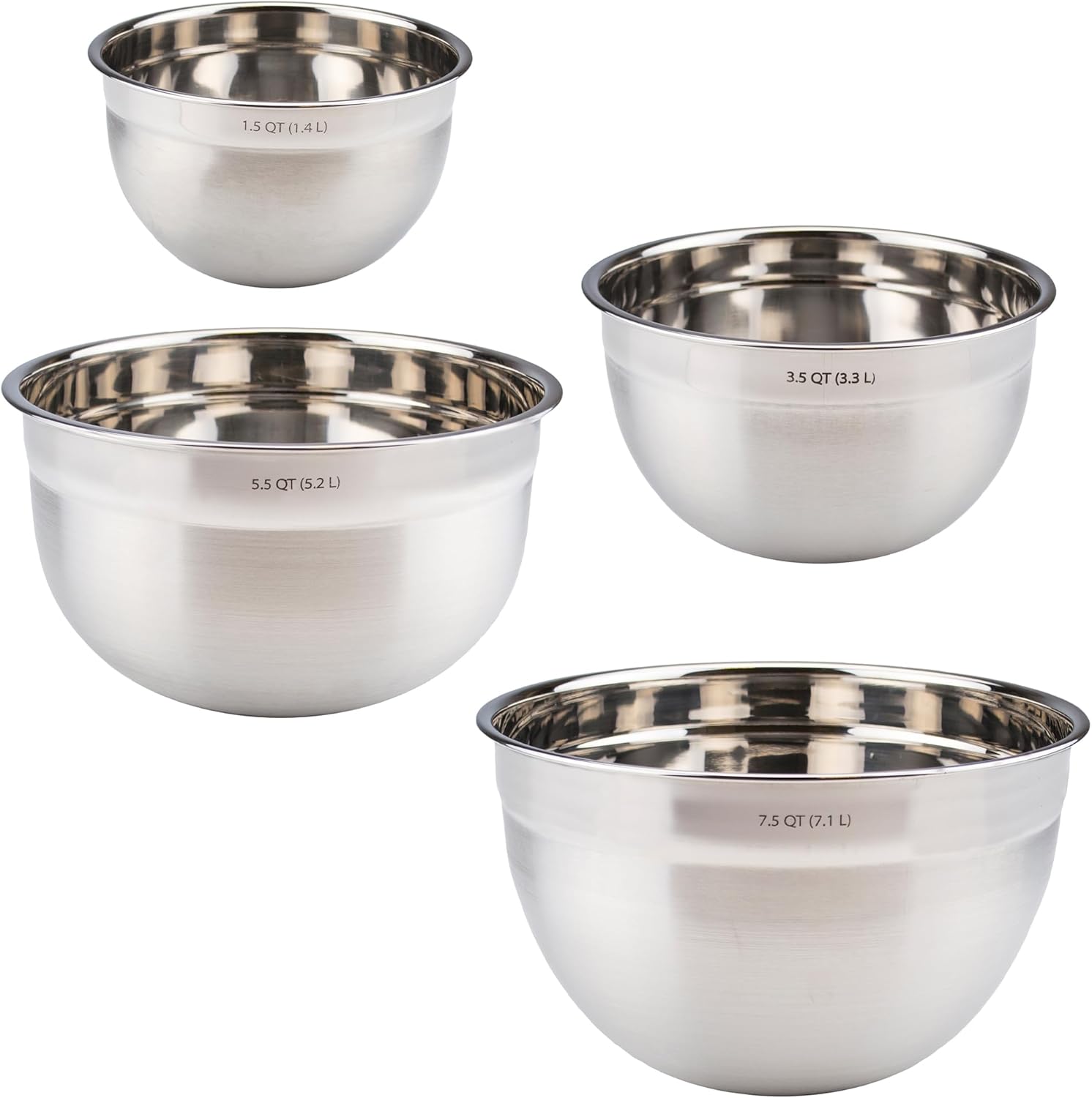 Tovolo Stainless Steel Mixing Bowls Set of 4 Small Medium Large XL Metal Bowl Set for Cooking Baking Prep, Dishwasher Safe Nesting Mixing Bowls Set, Freezer Storage and Mixer Safe Heavy Duty Bowls - Thumbnail 2