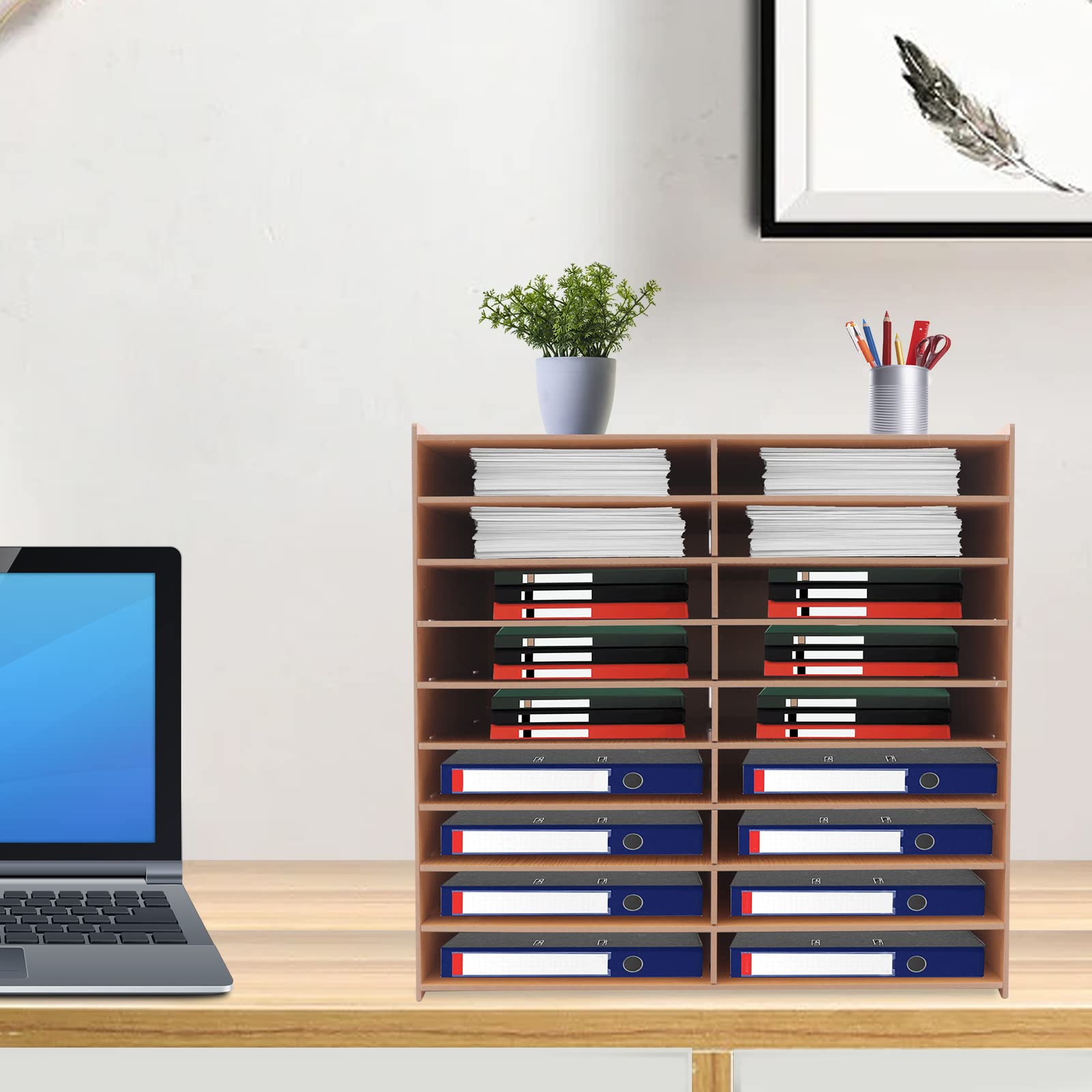 Portalettere in legno, organizer da scrivania, organizer per documenti, File Literature Organize, stile versatile, anello in gomma, per la maggior parte delle occasioni, come ad esempio studio, casa