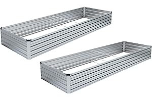 8x2x1 Raised Garden Bed - Galvanized Matel Planter Box with Corner
