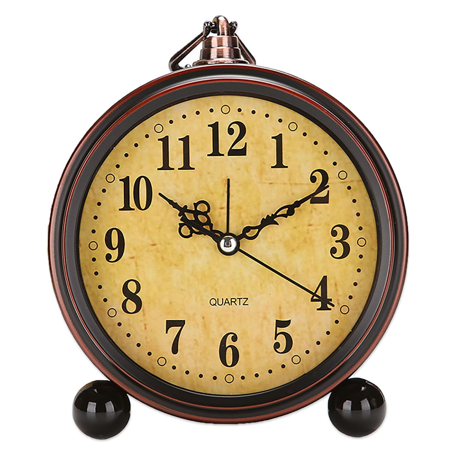 Vintage Analog Alarm Clock, 5.25 inch Small Silent Non Ticking Table Clock,Battery Operated Decor Clock for Table/Bedroom/Bedside/Living Room, Gift Clock (Arabic)
