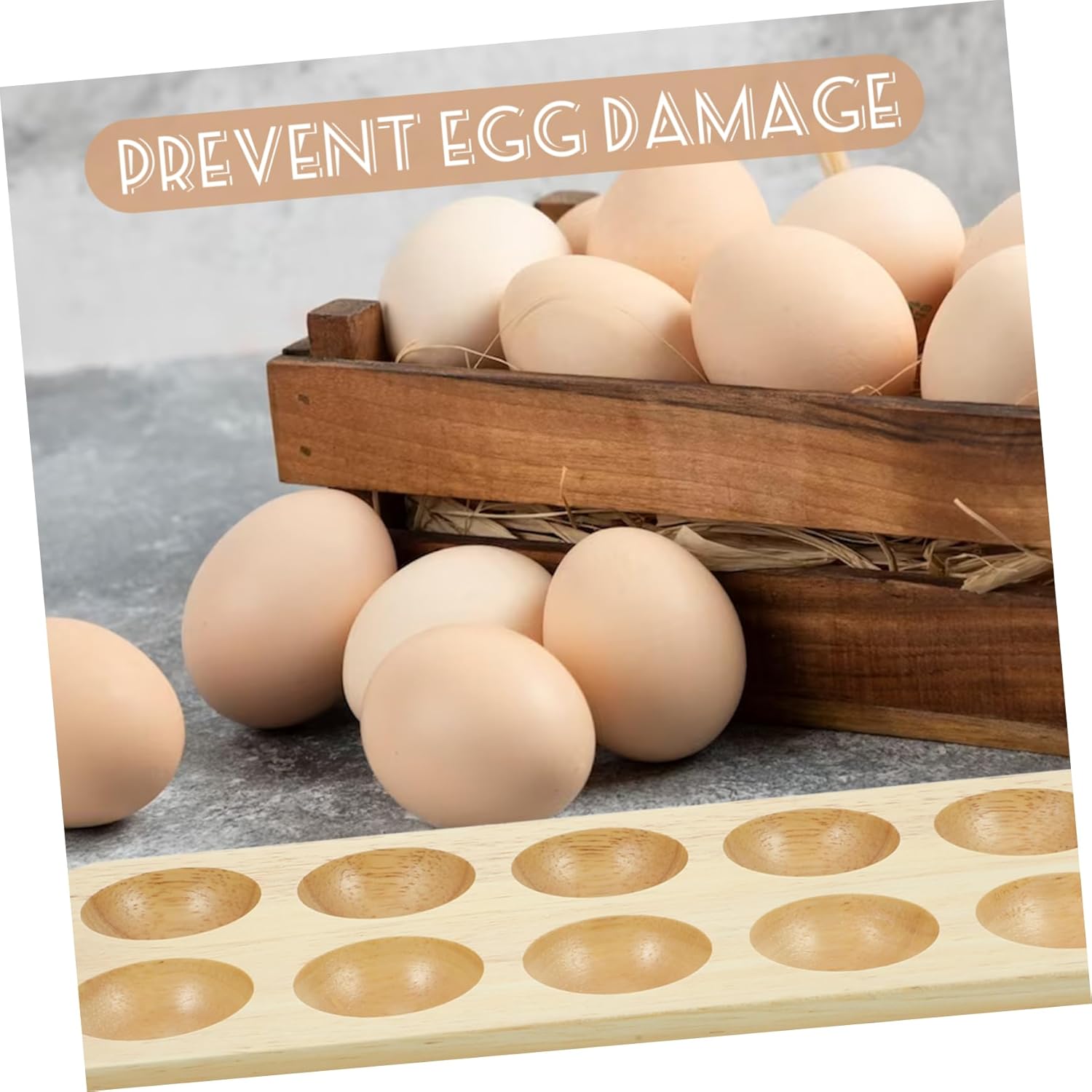 Angoily Solid Wood Egg Tray Wooden Pallets Countertop Egg Tray Egg Holder Tray Egg Container Wooden Egg Kitchen Egg Holder Wooden Plate Tabletop Egg Tray Egg Keeper Storage Display Tray