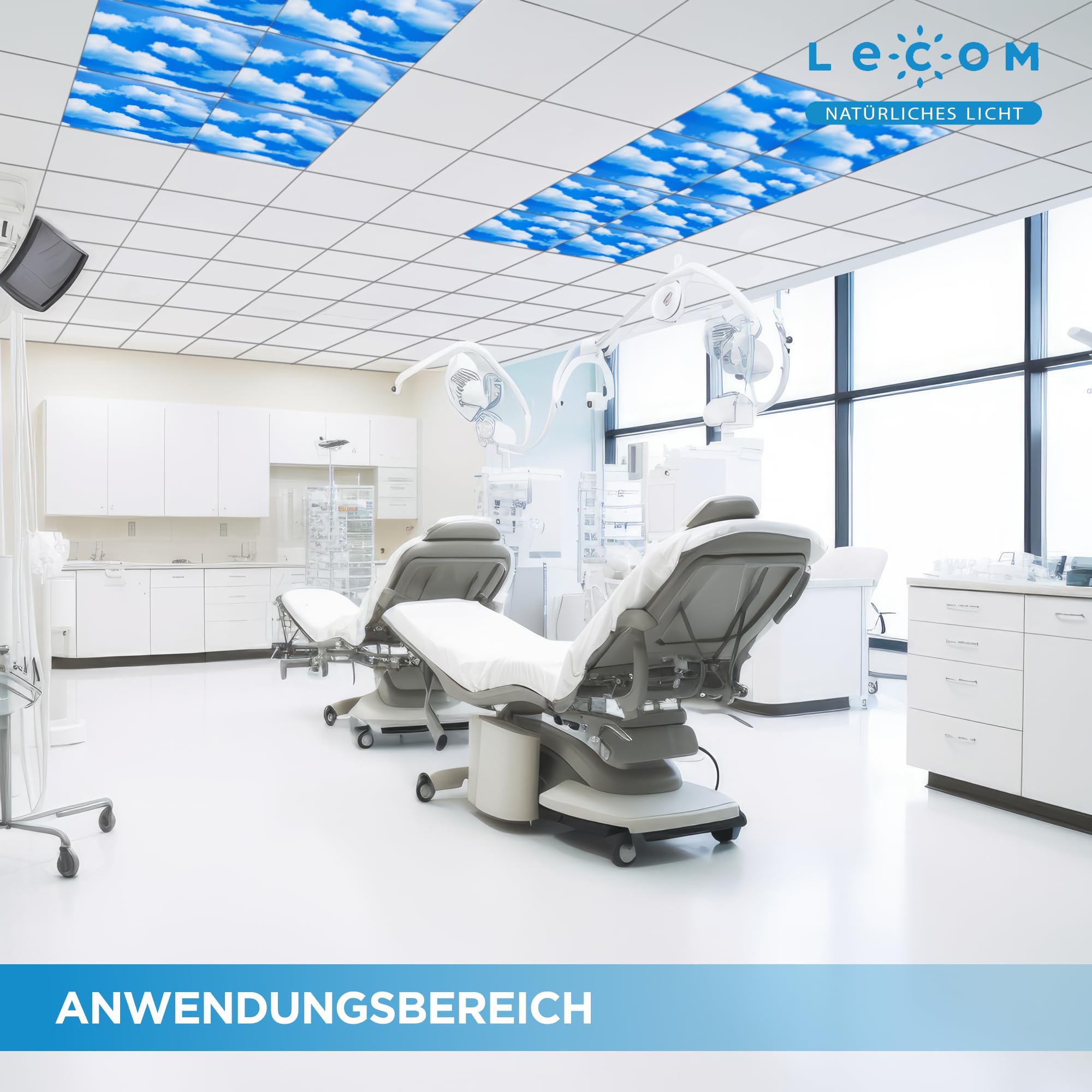 LECOM LED Panel 62x62 3D Sky Wolkendecke Himmel Tageslicht Rasterleuchte