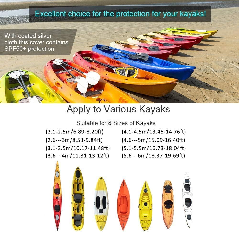 Telo Copri Barca，Telo Barca,Copertura Antipolvere per Kayak e Canoa, più Resistente e Impermeabile, in Tela di qualità Marina 210D, Impermeabile, a Forma di V,