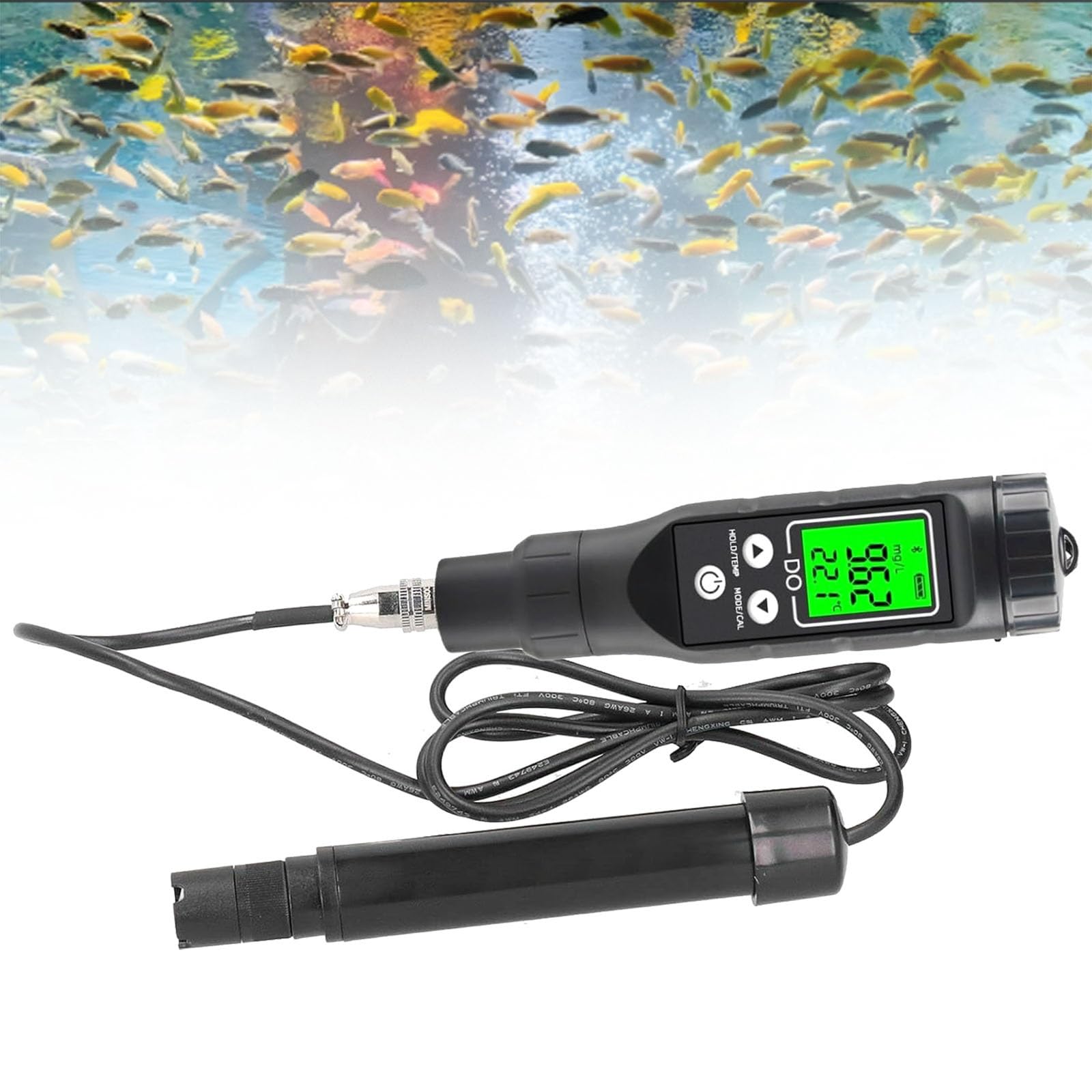 Oxymètre numérique for aquariums et aquaculture: testeur de qualité de l'eau avec plage de mesure de 0,0 à 40,0mg/L, analyseur et détecteur d'oxygène for des tests précis de l'oxygène dissous.