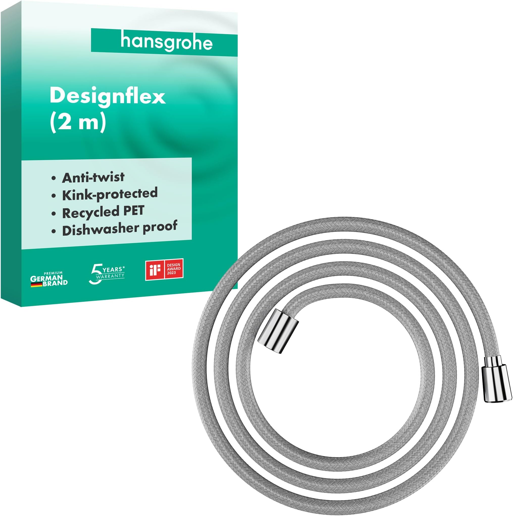 28230000 DesignFlex Textile Chrome Handshower Hose, 80-inch