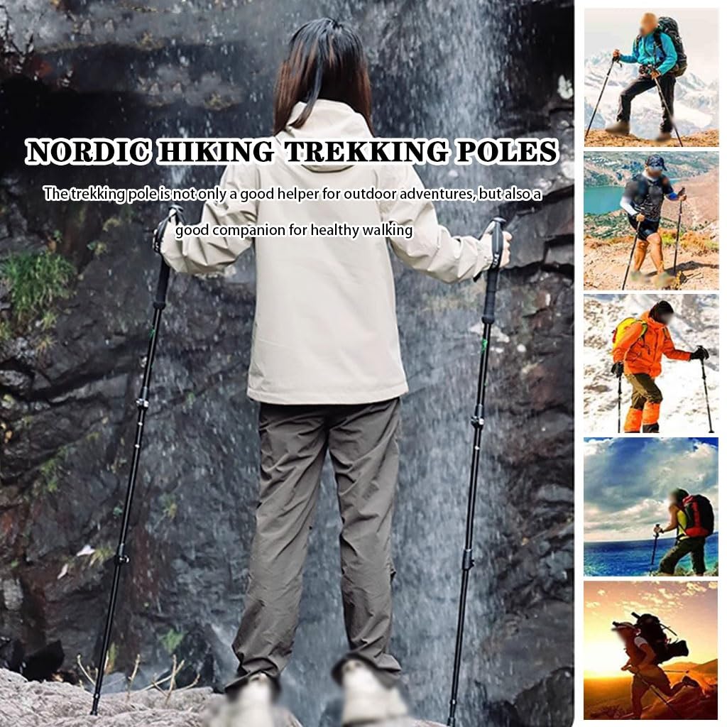 2er-Pack Verstellbare Trekkingstöcke, Leichte Outdoor-Ausrüstung, Nordic-Walking-Stöcke, Für Männer, Frauen Und Senioren(Black Color)