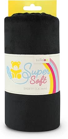 kullaloo Plush Fabric | Solid Black Minky Fabric for Sewing | Super Soft Cuddle Material | 39.5x29.5" | Plushies, Baby Blankets, Pillows, Dog Beds, Cat Beds, Beanies, Baby Accessories, Apparel &amp; More