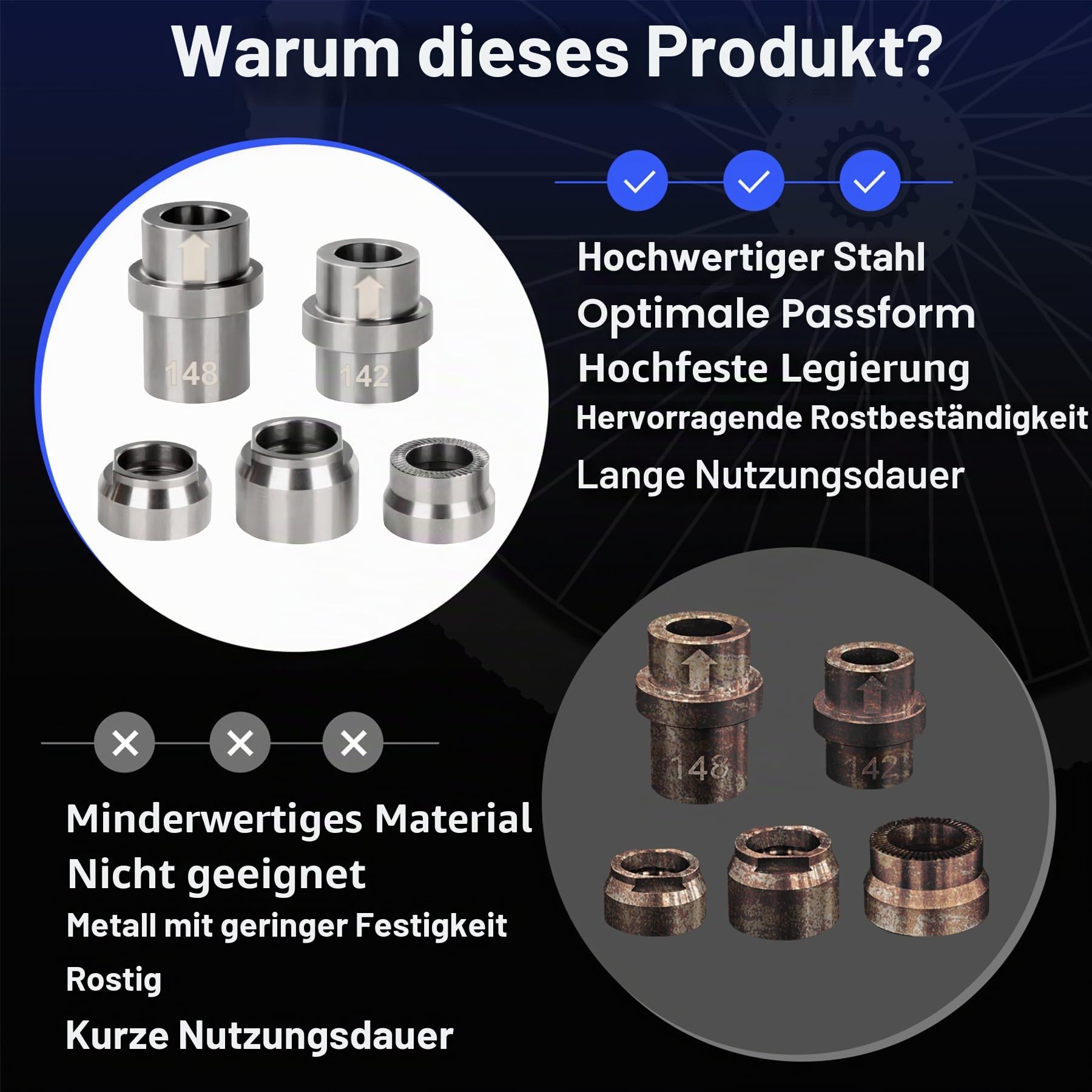 showingo KICKR Steckachsen-Adapter-Set, kompatibel mit Wahoo KICKR CORE und KICKR V4 und neueren Modellen