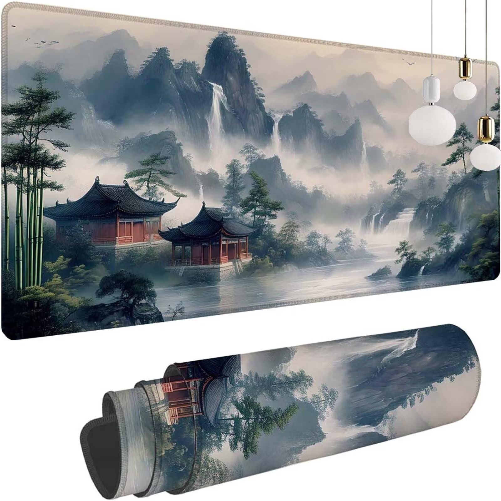 Alfombrilla Ratón Caer Paisaje Alfombrilla Ratón XXL 1400x600x3mm Mouse Pad Resiste Salpicaduras, Extendida de Gran Tamaño con Bordes Cosidos, Mejora la Precisión y la Velocidad, Antideslizante y-385