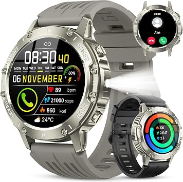 Smart Watch for Men Fitness Tracker Bluetooth Waterproof Make Answer Call Digital Mens Watches Running Step Pedometer Smartwatch for Android Phones iPhone Samsung Compatible Sleep Heart Rate Monitor