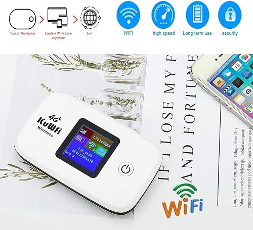 Miniatura 4 de KuWFi 4G LTE Mobile WiFi Hotspot desbloqueado dispositivos de enrutador de Internet inalámbrico con ranura para tarjeta SIM para viajes soporte