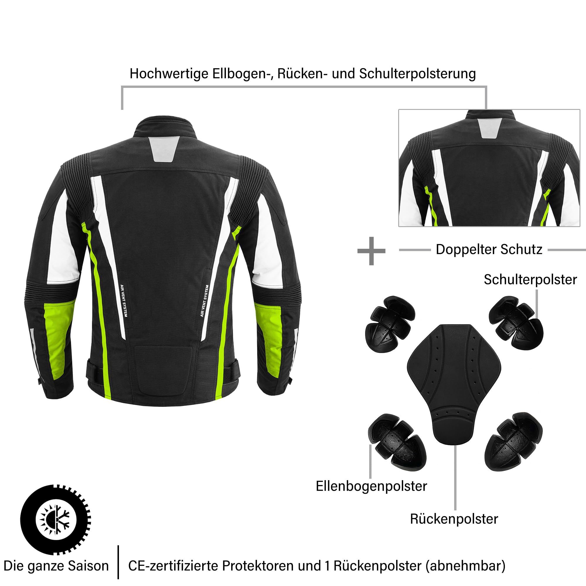 Wasserdichte Motorradjacke CE Armor Cordura Motorrad Winddichte Jacken Ganzkörper-Schutzausrüstung Gepanzerte