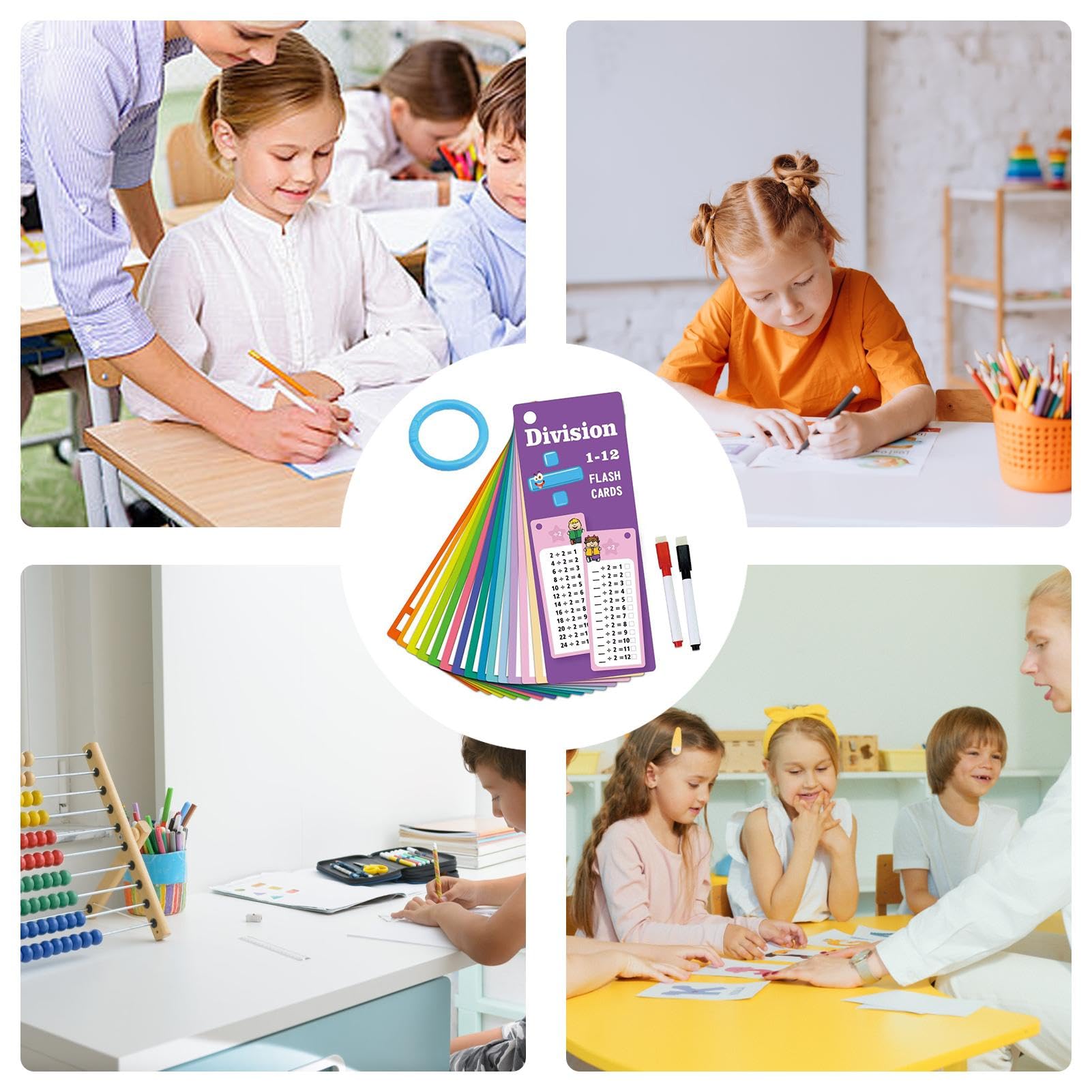 Carte Educative Matematica 1x1 - Set Moltiplicazione E Divisione Con Penne Cancellabili - Per Bambini 3-8 Anni