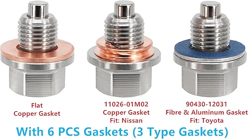 Miniatura 5 de Tapón magnético de drenaje de aceite de motor M12x1.25 de acero inoxidable para Nissan 370Z Altima Frontier GT-R Maxima Murano NV Pathfinder Rogue