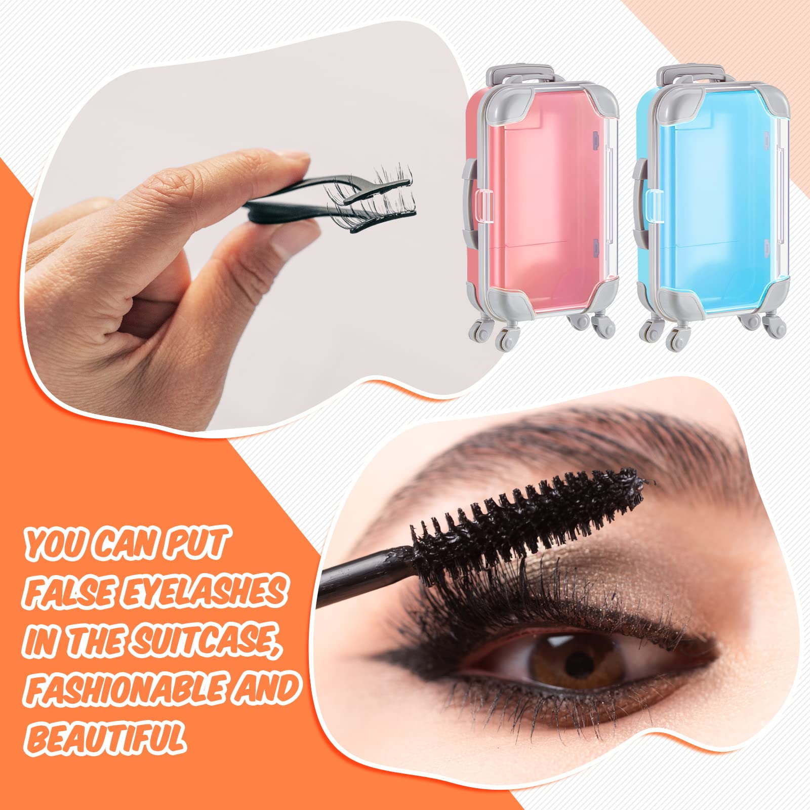 30 Pcs False Eyelashes Packaging Box Plastic Mini Suitcase Favor