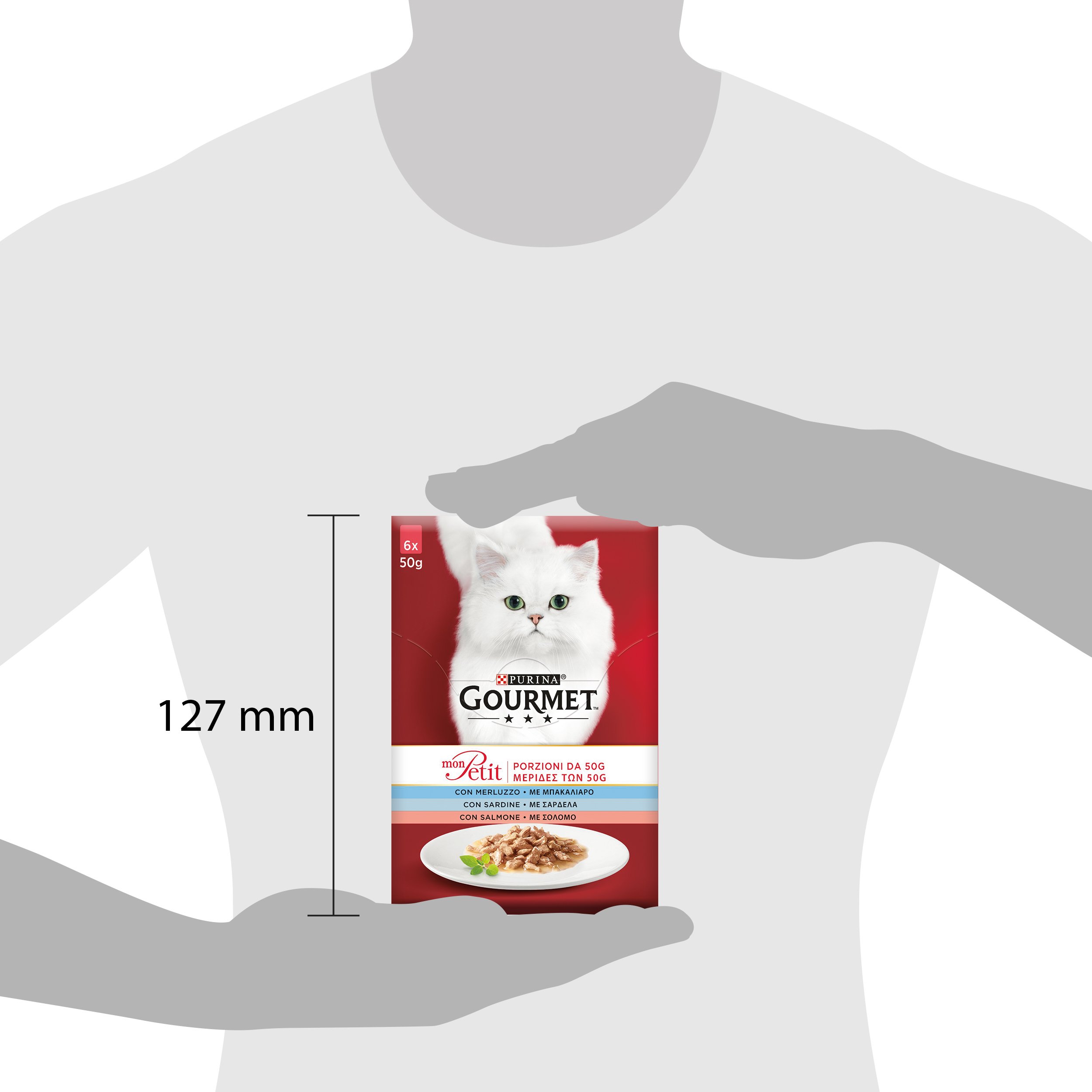 Gourmet Mon Petit Met Zalm Kabeljauw Sardine 6x50g Kattenvoer - 8 X  6 X 50 Gr%29