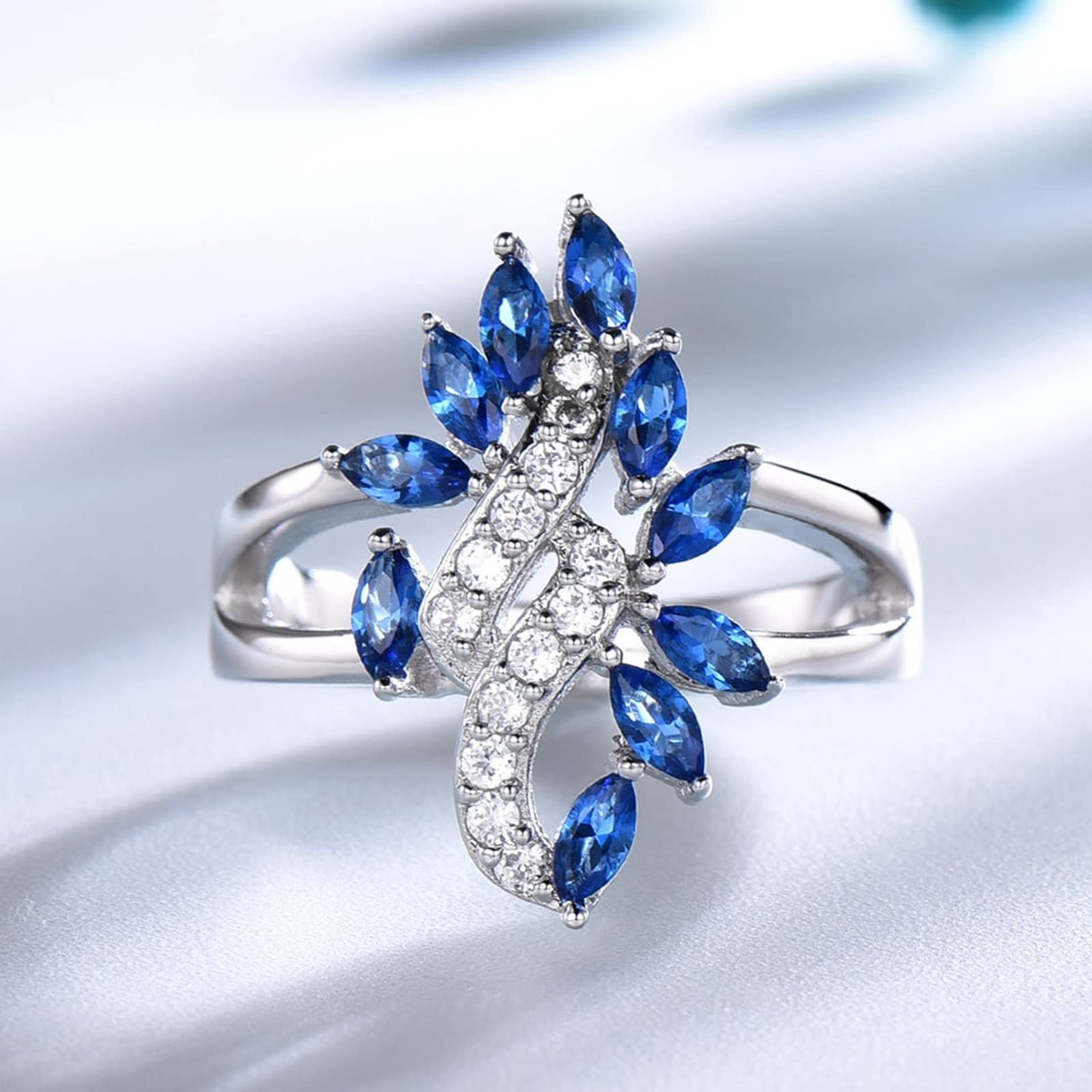 Gioielli da sposa per damigelle d'onore in argento Sterling, set di gioielli da sposa argento foglia orecchini collana e anello set di gioielli per le donne