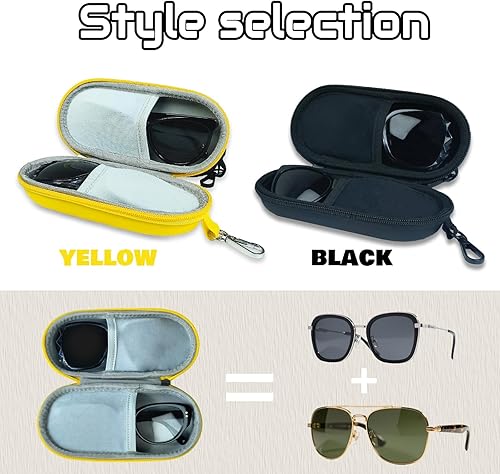 Miniatura 4 de Estuche doble para gafas, bolsa de almacenamiento para lentes de sol, elegante cremallera portátil, caja de almacenamiento de apertura para hombres