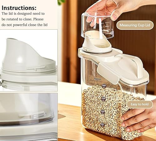 Miniatura 4 de Contenedores de almacenamiento de cereales, recipientes herméticos grandes de almacenamiento de alimentos secos con boquilla de vertido, taza