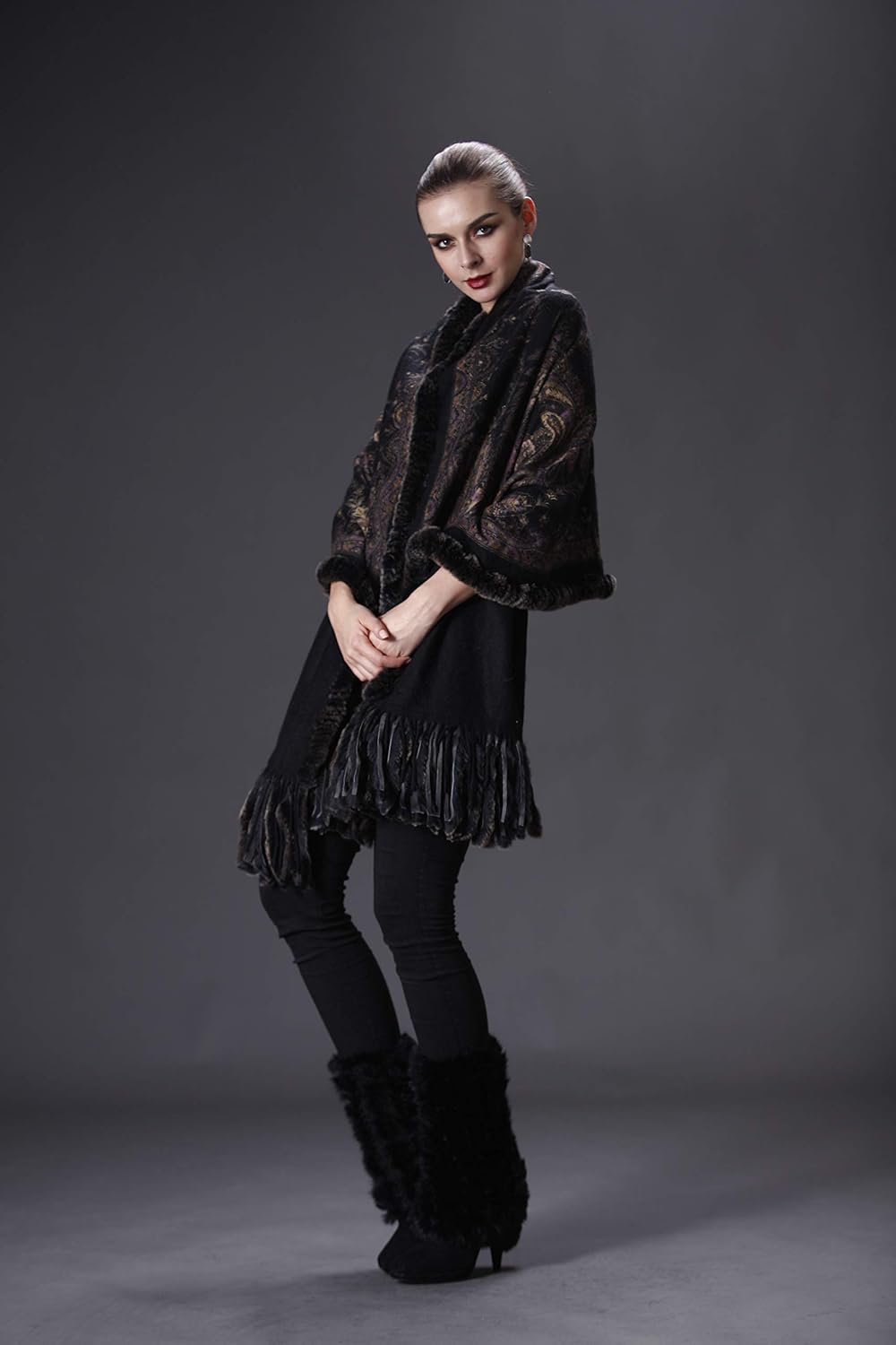 Women’s Cashmere Scarf–Fur-Wraps for Dresses-Mink stole-Mink-Rabbit-Fur Shawl–Poncho-dress shawl-Mens scarf (Unisex)