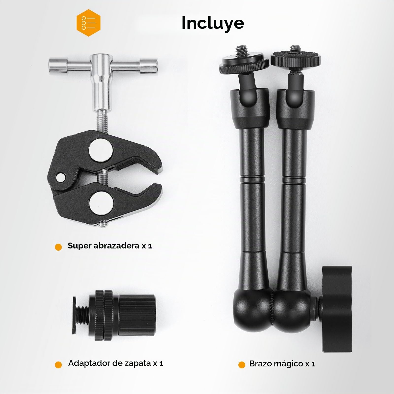 TARION Brazo mágico con súper abrazadera – Soporte de brazo de fricción articulado flexible mejorado de 28 cm y abrazadera de cangrejo ajustable con tornillo de rosca de 1/4 pulgadas 3/8 pulgadas para
