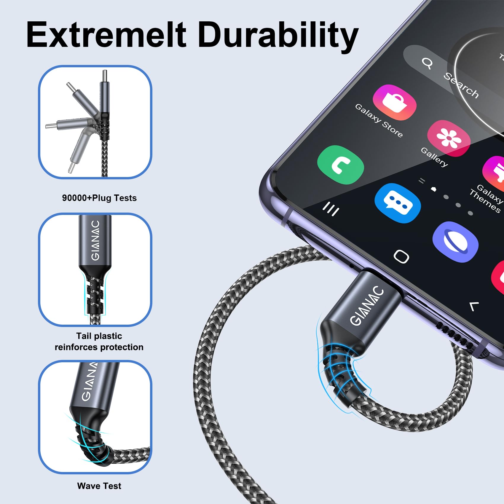 Cavo USB Type-C 5M, Cavo USB C Lungo Cavo di ricarica USB C Tipo C 3.1A cavo di ricarica e cavo dati USB C per iPhone 16/15 Plus Pro Max, Galaxy S22 S21 S20,P20 P30, Xiaomi,Sony,OnePlus