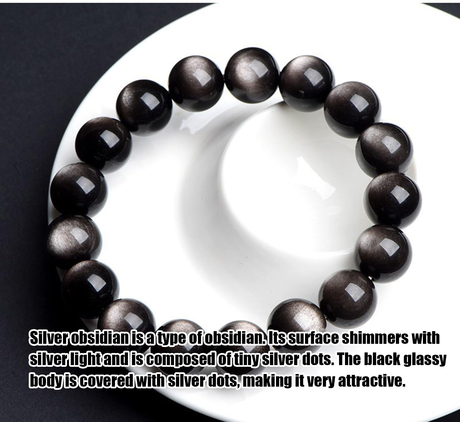 Bracciale in Ossidiana Naturale con Doppio Occhio Dorato Lucido - Bracciale Unisex per Coppia, per Lui e per lei | Gioielli di Protezione in Ossidiana Nera,A,16mm