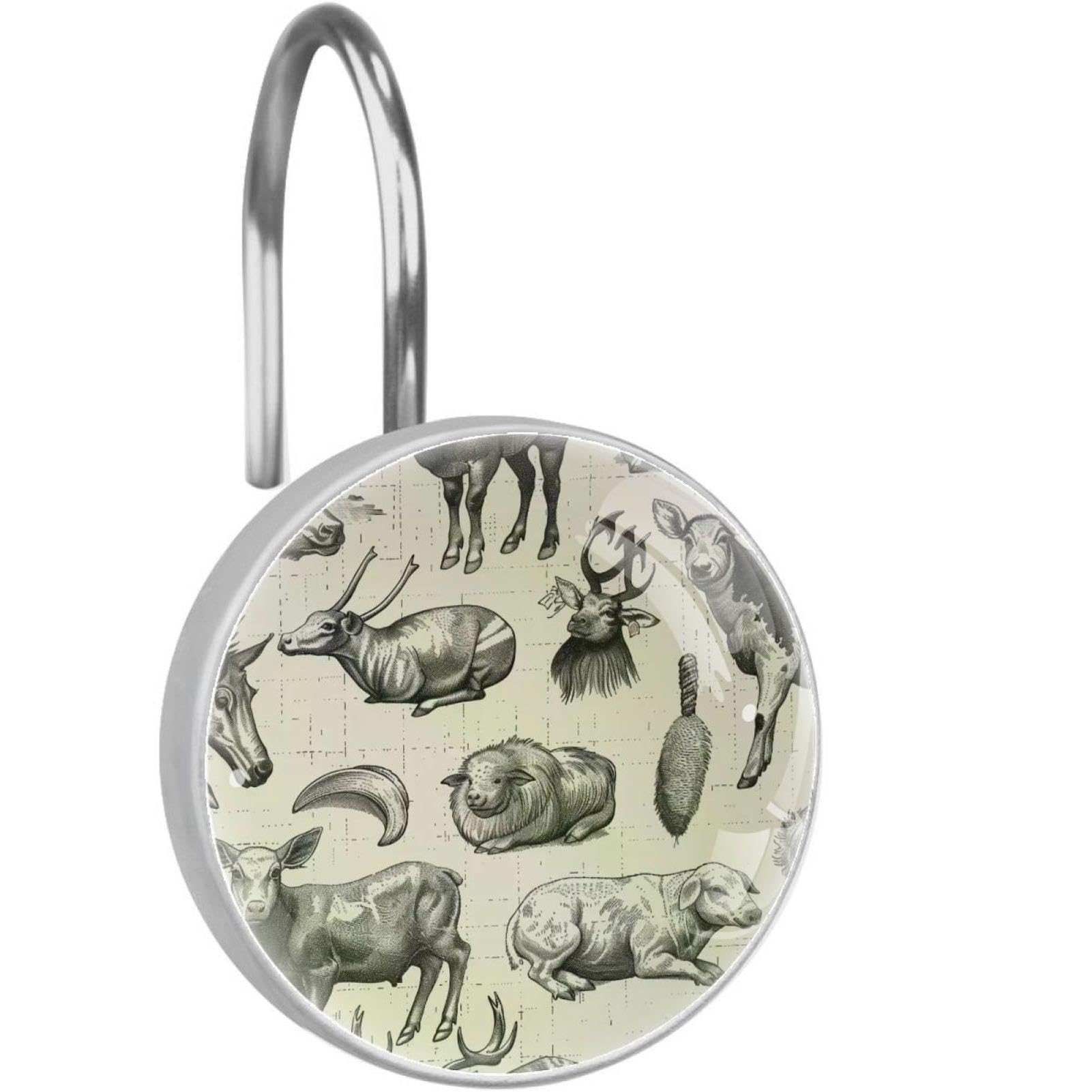 Crochets de rideau de douche pour une salle de bain style maison de ferme
