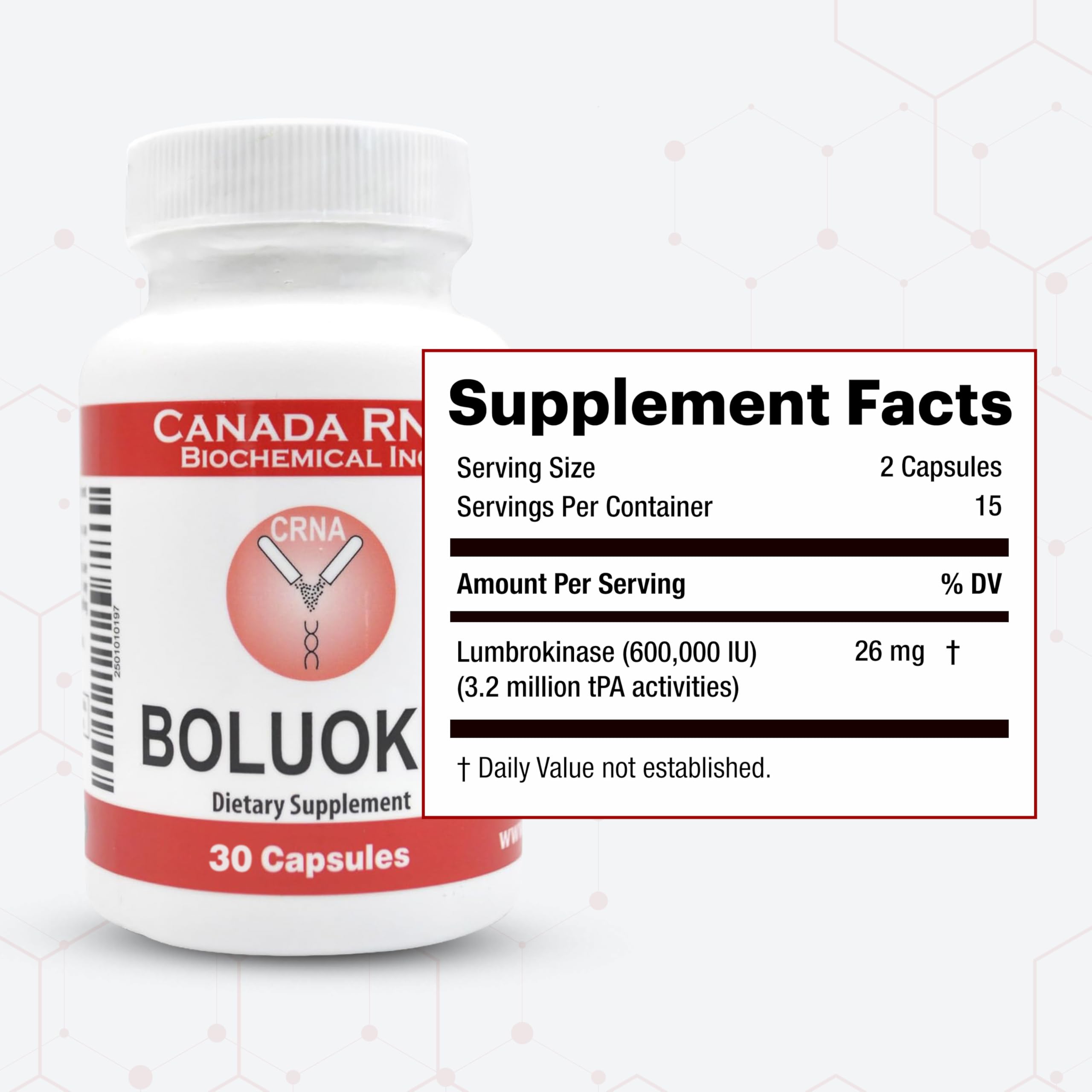 Boluoke Canada RNA (Lumbrokinase) for Circulatory Health, 30 caps — Amazon image 2