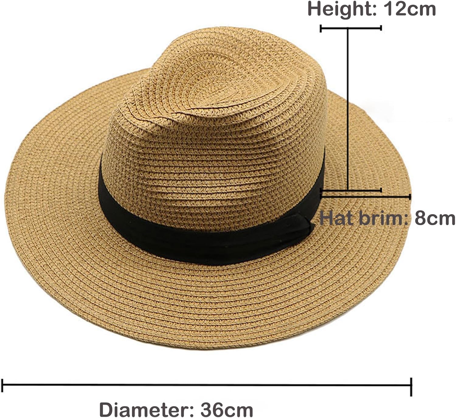 Panama Hat Wide Brim Straw Summer Beach Hat for Men and Women's Sun Protection Hat Foldable Straw Hats for Men