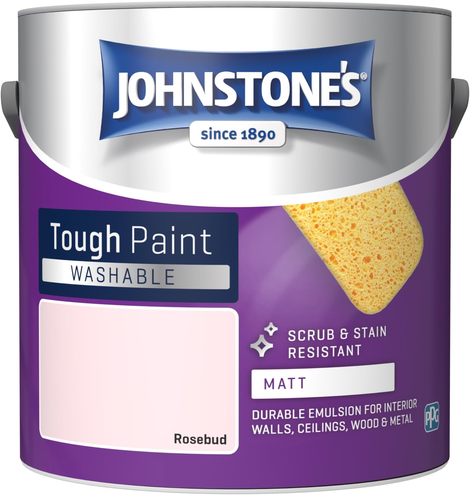 Johnstone's - Washable Paint - Rosebud - Matt Finish - Emulsion Paint - Highly Durable - Stain Resistant - Non Toxic & Low Odour - 12m2 Coverage per Litre - 2.5L