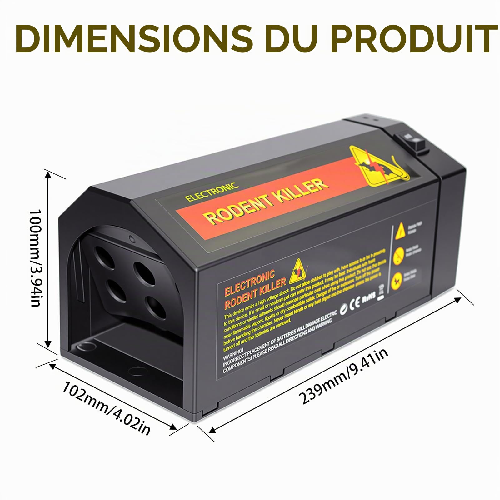 Piège À Souris Électrique 7000V,avec LED Et Alarme,sans Contact
