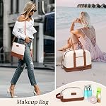 Weekender Bag for Women, Large Travel Overnight Bag with Shoe Compartment & Toiletry Bag, Canvas Carry-On Duffle Bags