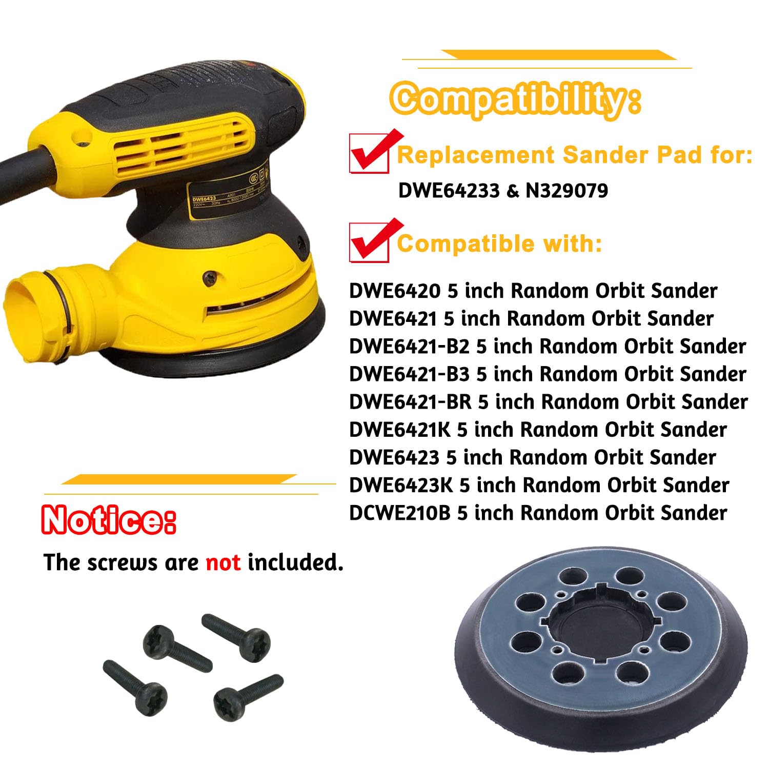 DeWalt Sanding Pads - 2 Pack Hook & Loop Replacement -2