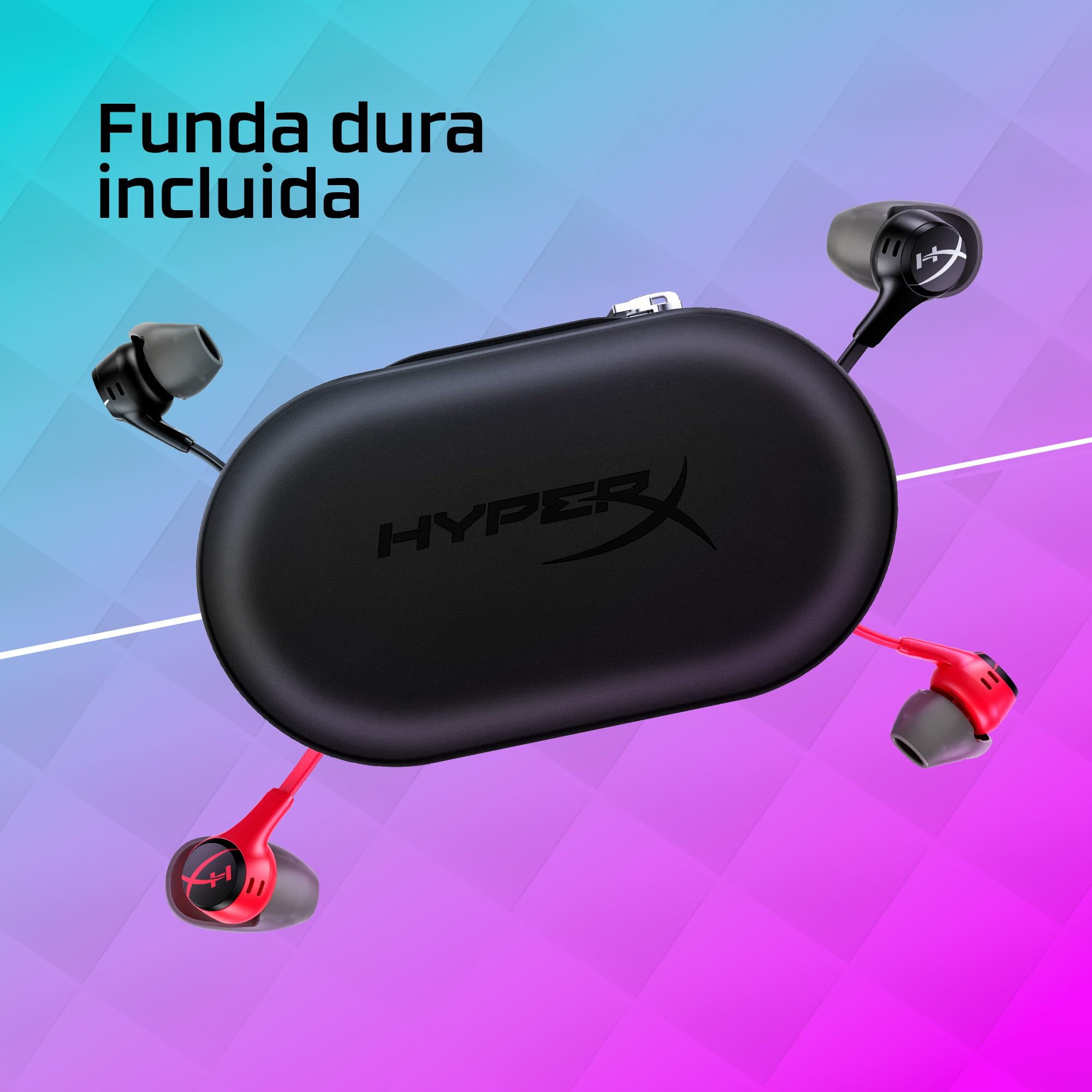 HyperX Cloud Earbuds II - Auriculares para Juegos con micrófono, Color Rojo | 4 Tamaños de Almohadillas de Silicona, Botón Multifunción, Compatibles con Nintendo Switch y PC, Rojo