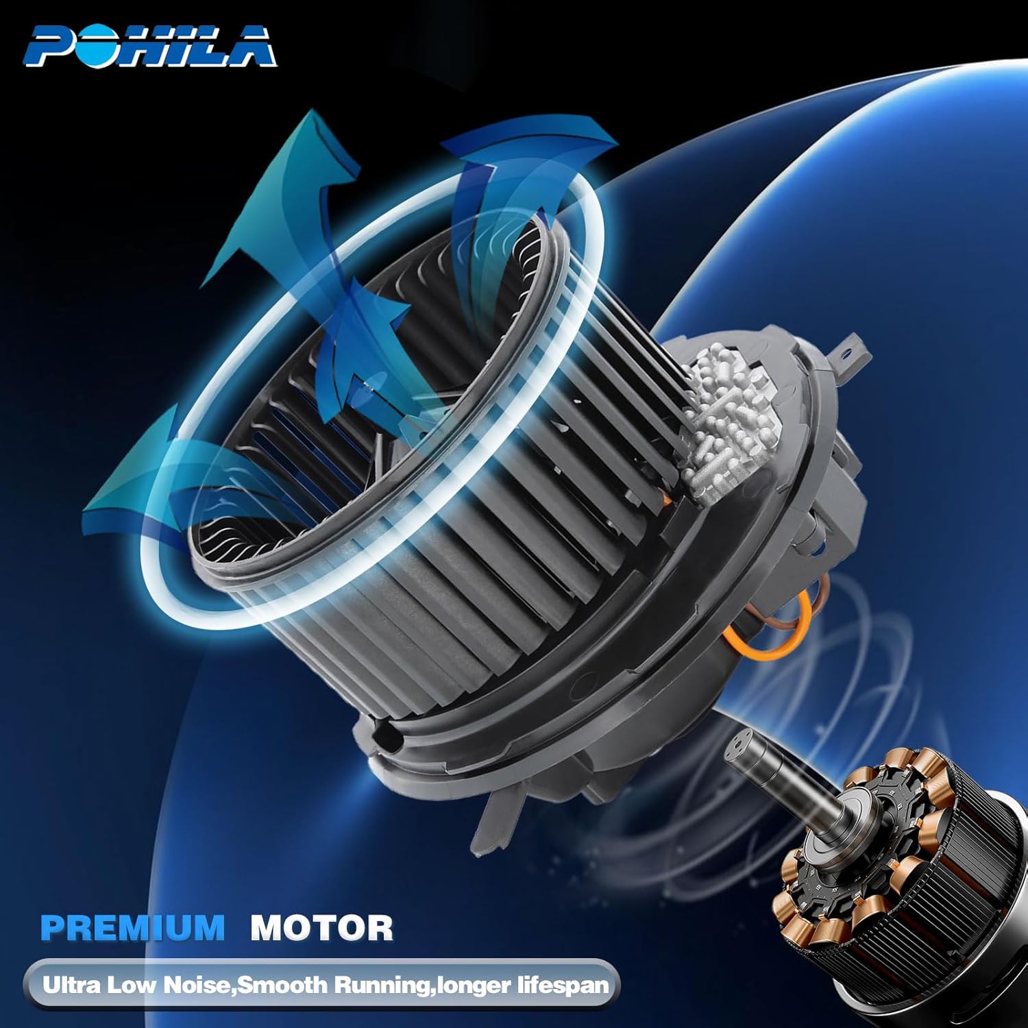 1K1820015/1K1820015A HVAC Heater Blower Motor & Resistor Assembly - Low-Noise Compatible with Audi A3/TT, VW Beetle/CC/Eos/Golf/Jetta/Passat/Tiguan, Compatible with 1.8T/2.0T Engines