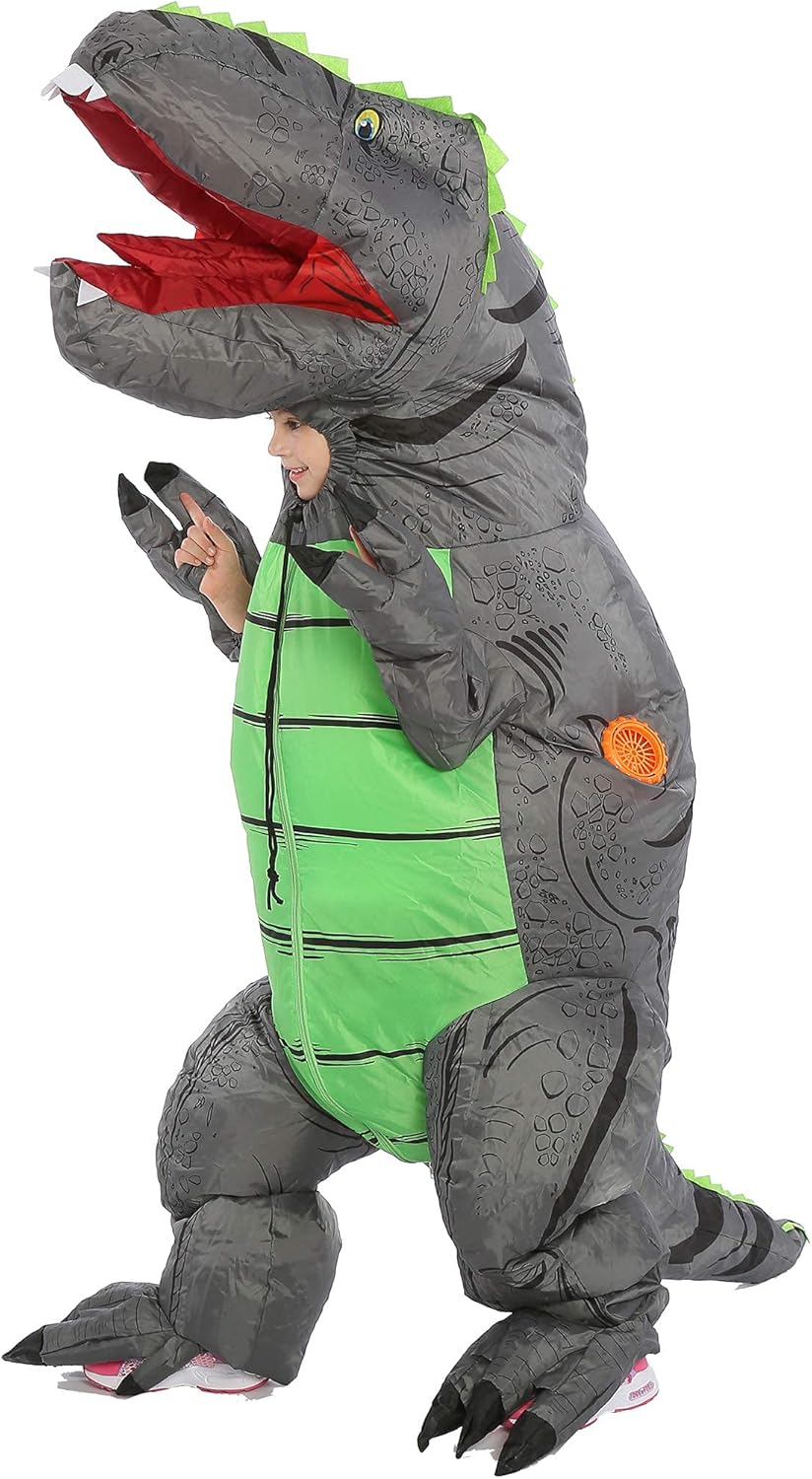 FUNNY COSTUMES T-Rex Dinosaur Costume Child Size 4-12 Gray 4-6