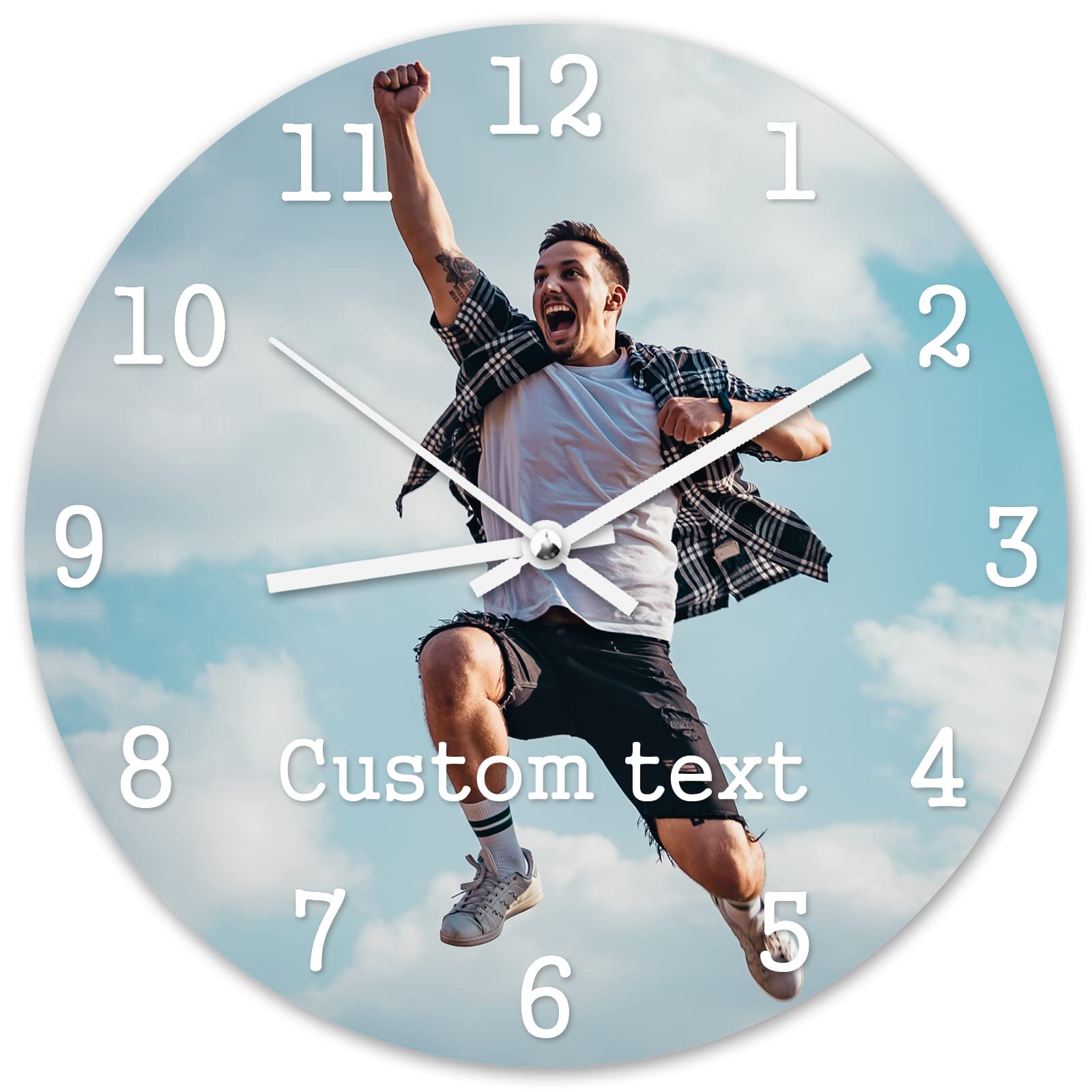 ＨＡＯＡＮＧＺＨＥ Personalised Photo Clock - Your Image Printed on the Clock, Personalised Non Ticking Silent Round Clock for Kitchen Living Room Bedroom Bathroom Home