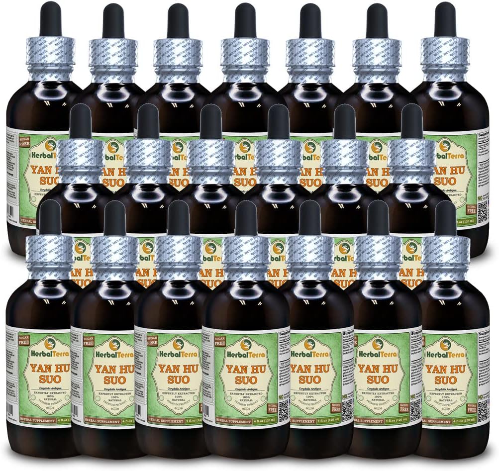 Yan Hu SUO (Corydalis Ambigua) Tincture, Dried Roots Liquid Extract (Brand Name: HerbalTerra, Proudly Made in USA) 2x4 fl.oz (2x120 ml)
