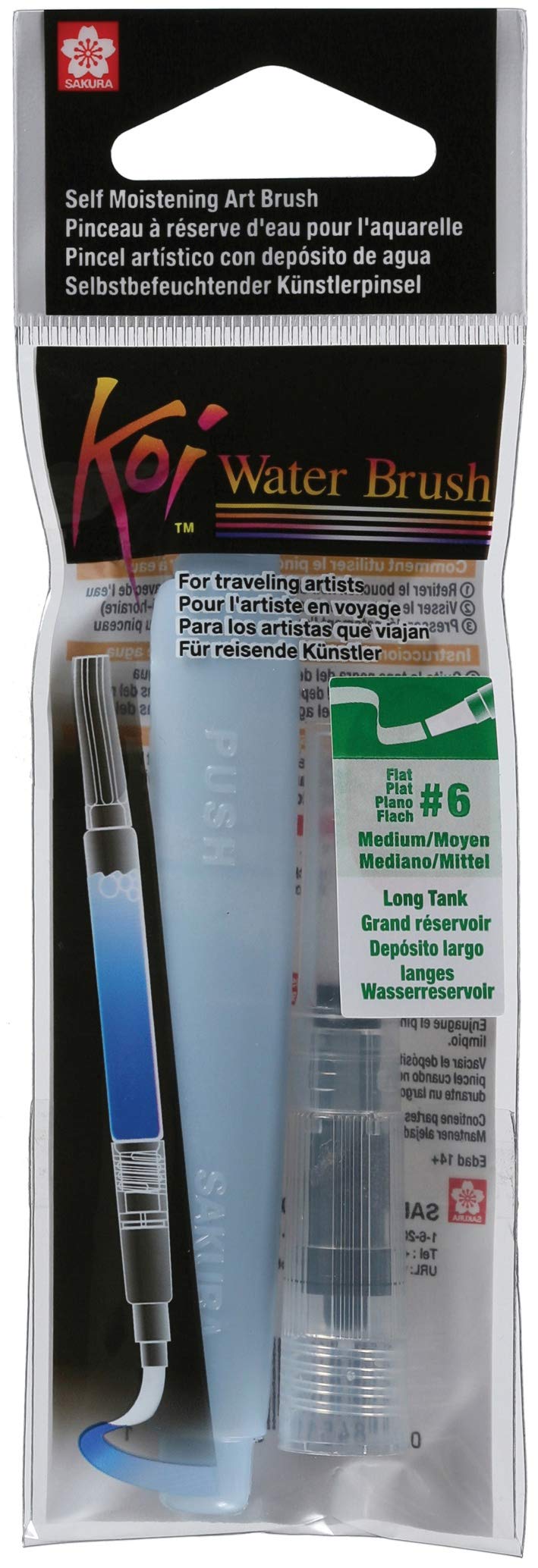 Talens Sakura Koi Water Brush Flat Large Tank Medium Tip (XQFNM), 0, Standard, 6